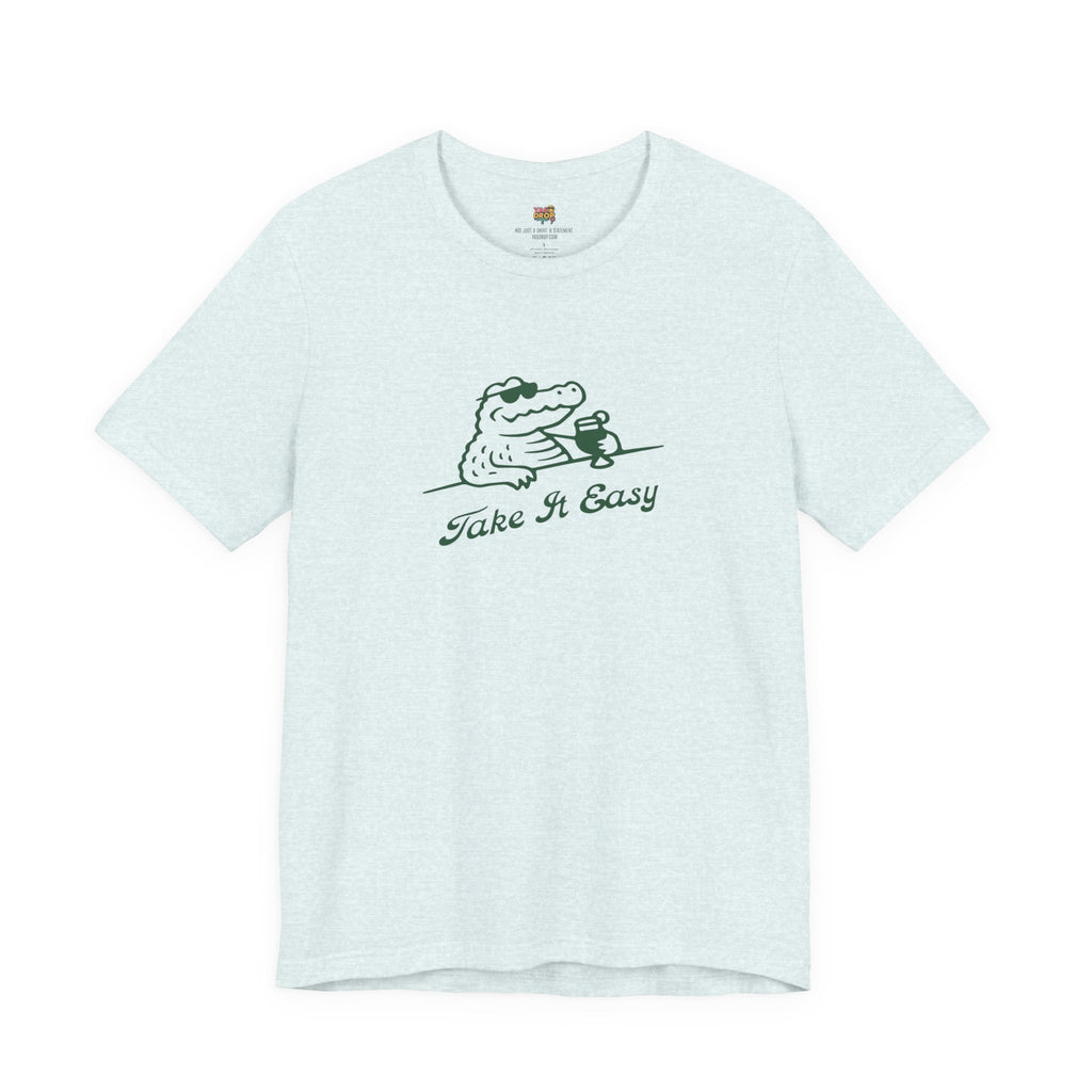 Take It Easy Crocodile Graphic Tee - Retro Aesthetic Vintage White Streetwear Shirt