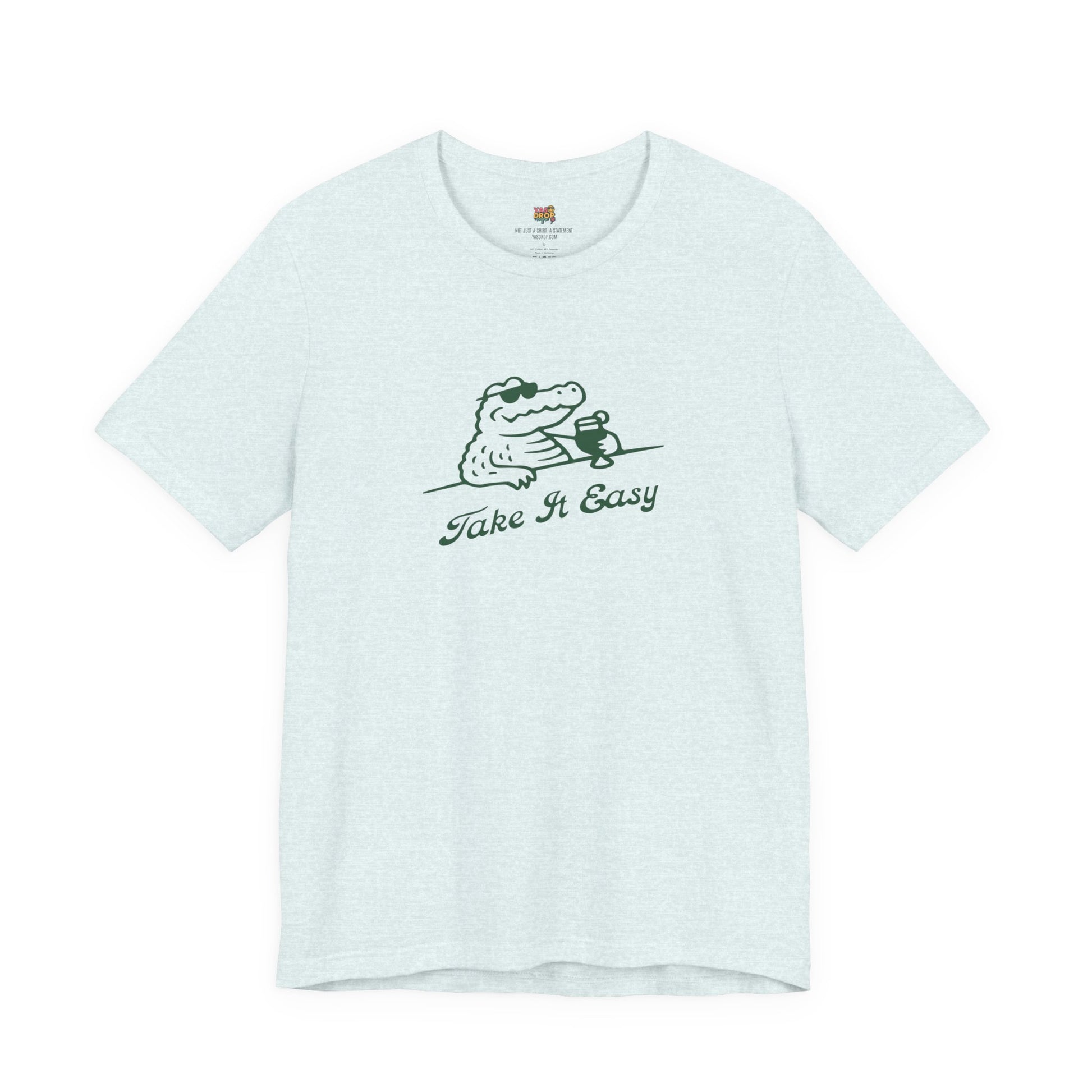 Take It Easy Crocodile Graphic Tee - Retro Aesthetic Vintage White Streetwear Shirt