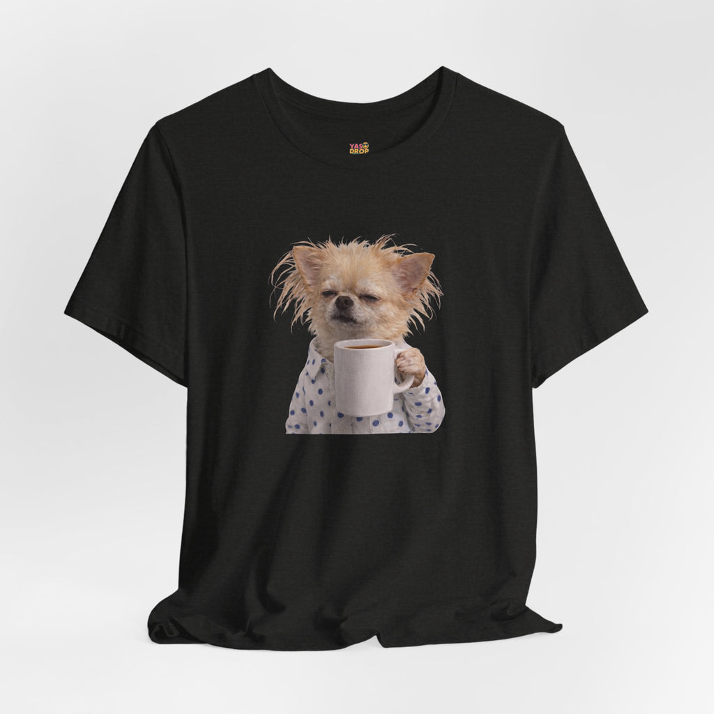 Morning Mood Tired Chihuahua Coffee Graphic T-Shirt