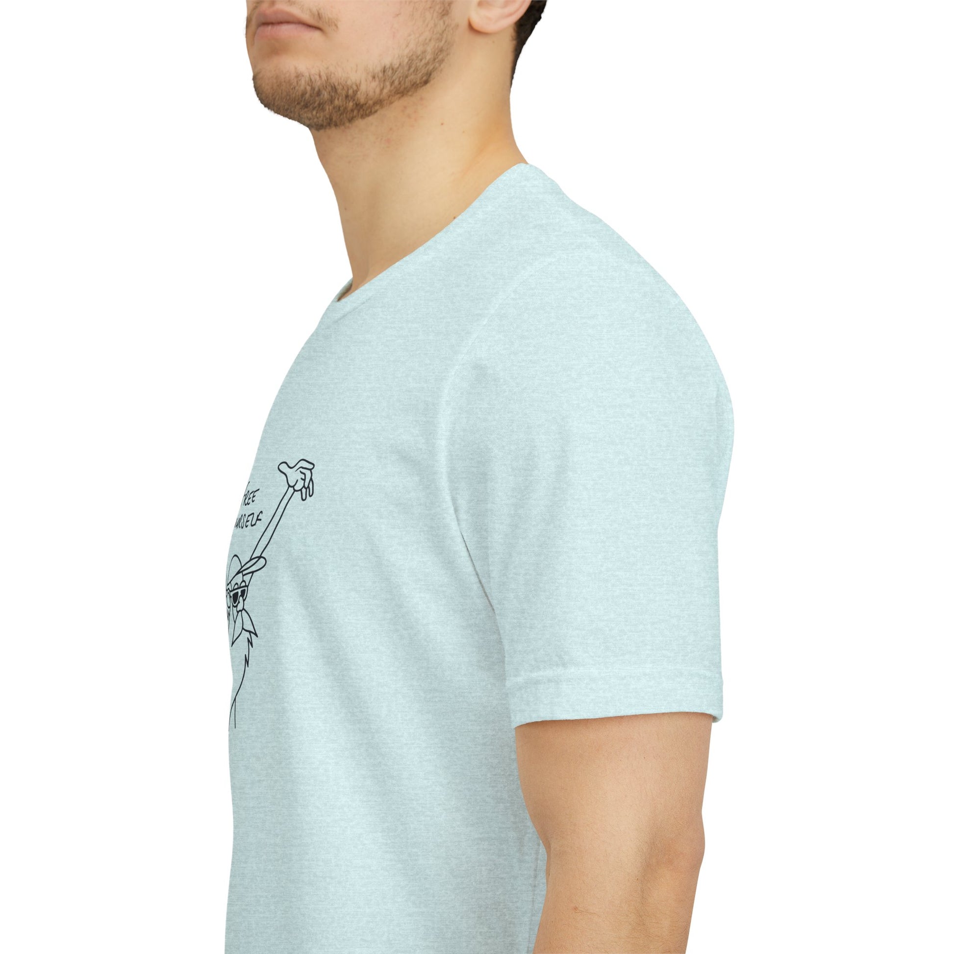 "Free Yourself" Retro Line Art Graphic Tee – Ironic Minimalist Streetwear