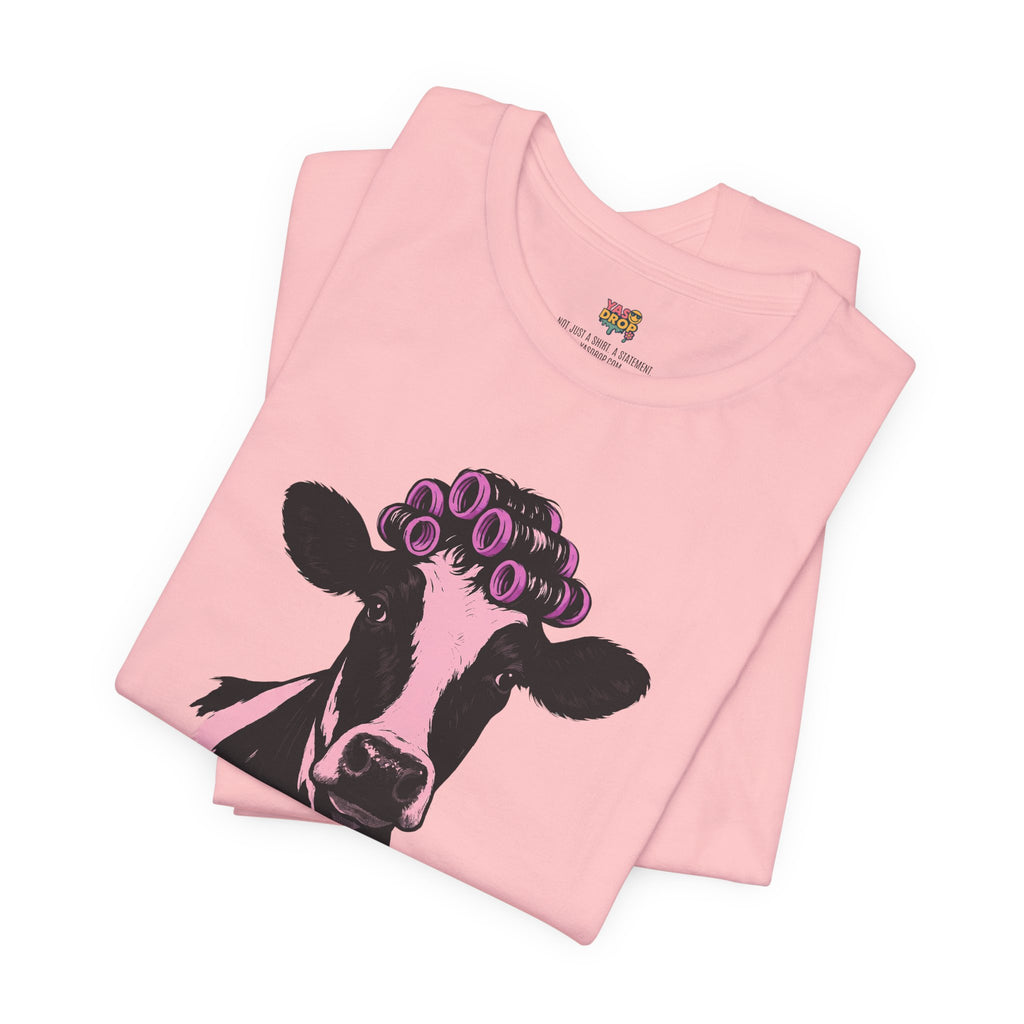 "In My Lane" Cow in Rollers Graphic Tee – Aesthetic Ironic Minimalist Streetwear
