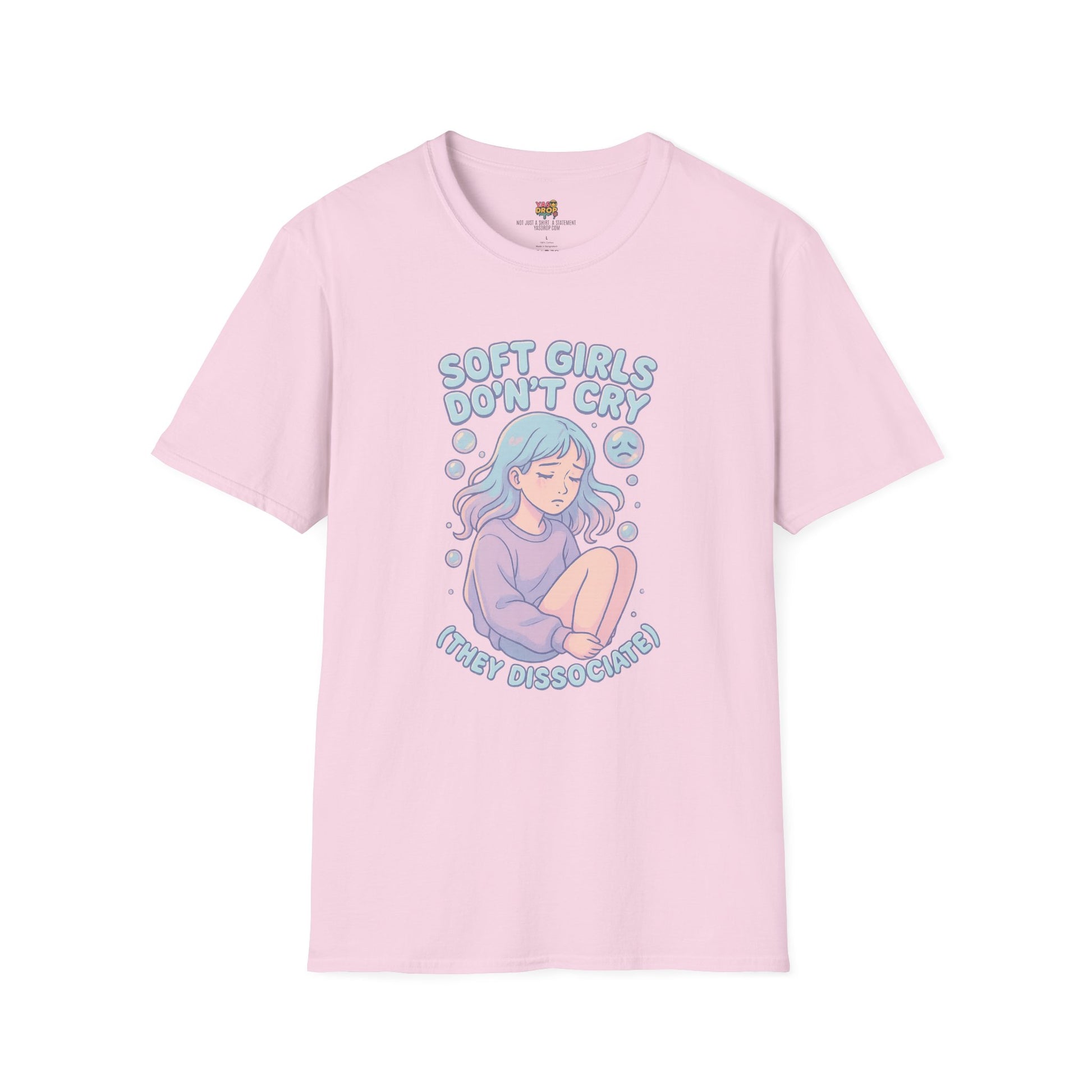 Soft Girls Don’t Cry (They Dissociate) – Pastel Sadcore Tee