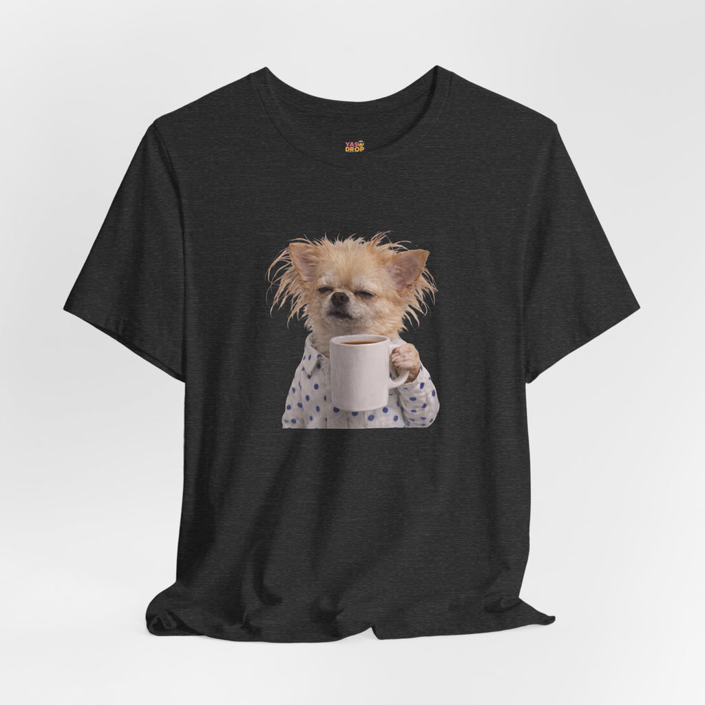 Morning Mood Tired Chihuahua Coffee Graphic T-Shirt