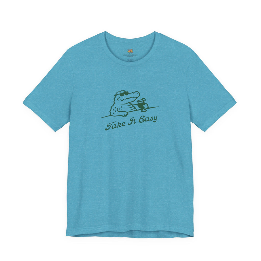 Take It Easy Crocodile Graphic Tee - Retro Aesthetic Vintage White Streetwear Shirt