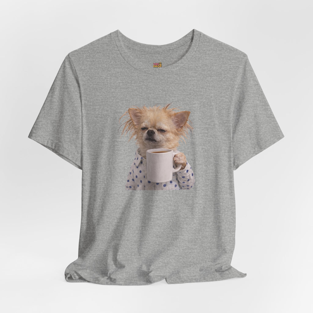 Morning Mood Tired Chihuahua Coffee Graphic T-Shirt