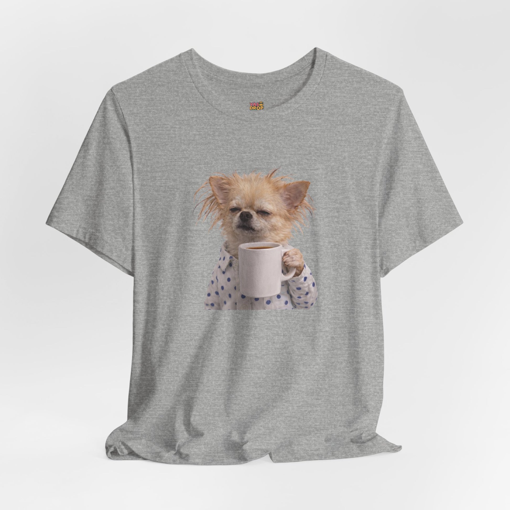 Morning Mood Tired Chihuahua Coffee Graphic T-Shirt