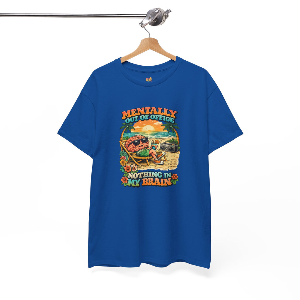 "Mentally Out of Office" Retro Brain Graphic Tee - Sarcastic Vacation T-Shirt