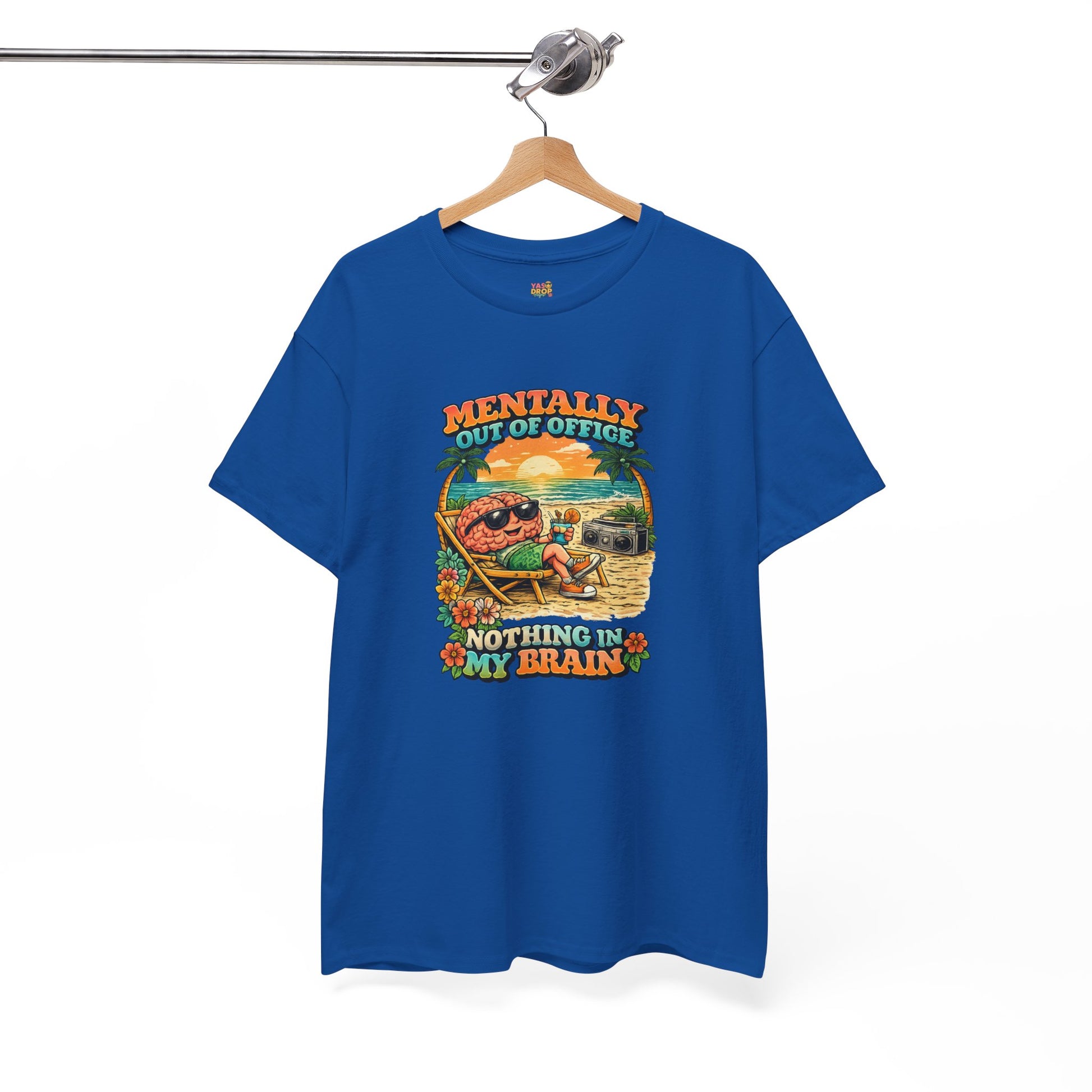 "Mentally Out of Office" Retro Brain Graphic Tee - Sarcastic Vacation T-Shirt