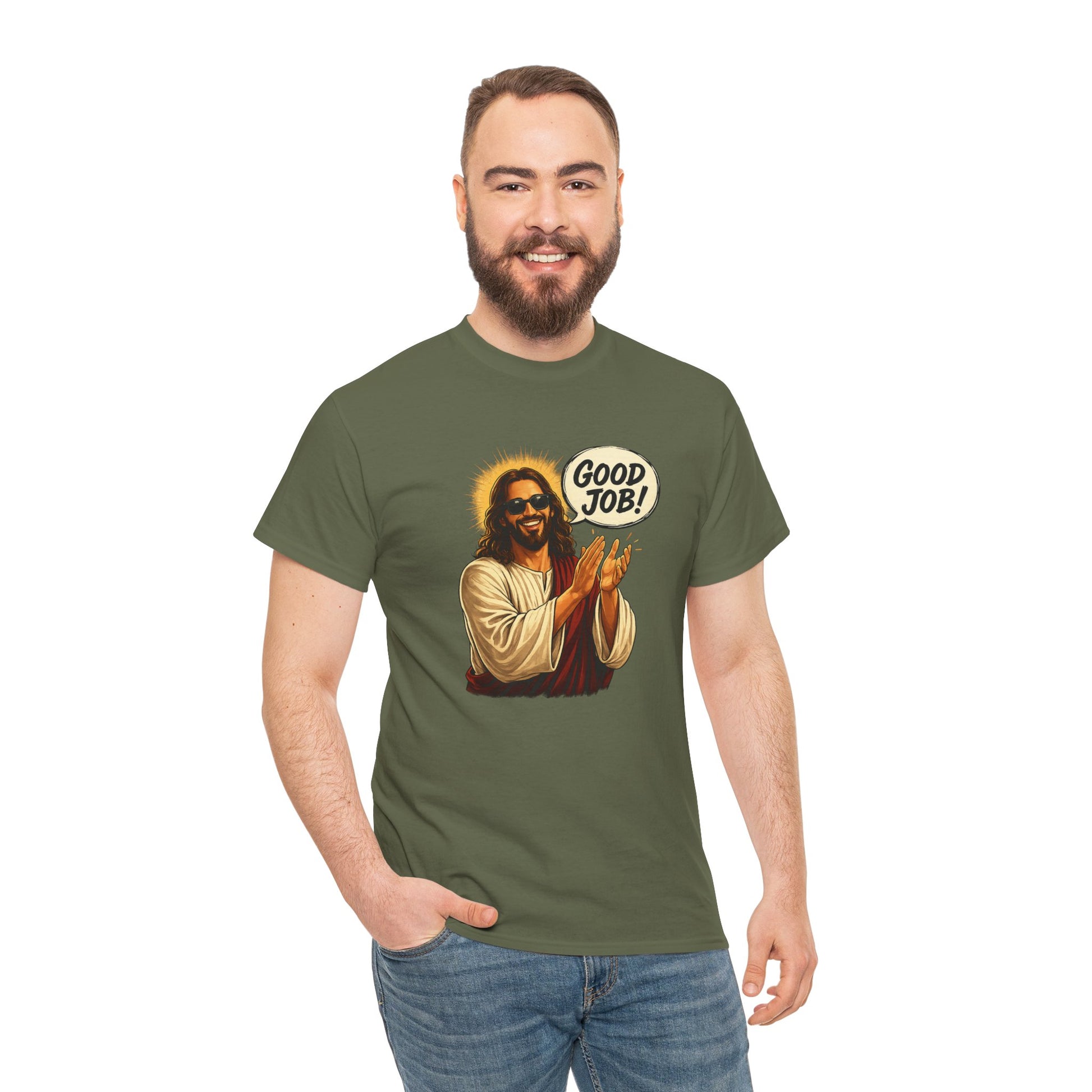 The "Good Job" Savior Graphic Tee – Ironic Streetwear / Retro Aesthetic Unisex Shirt