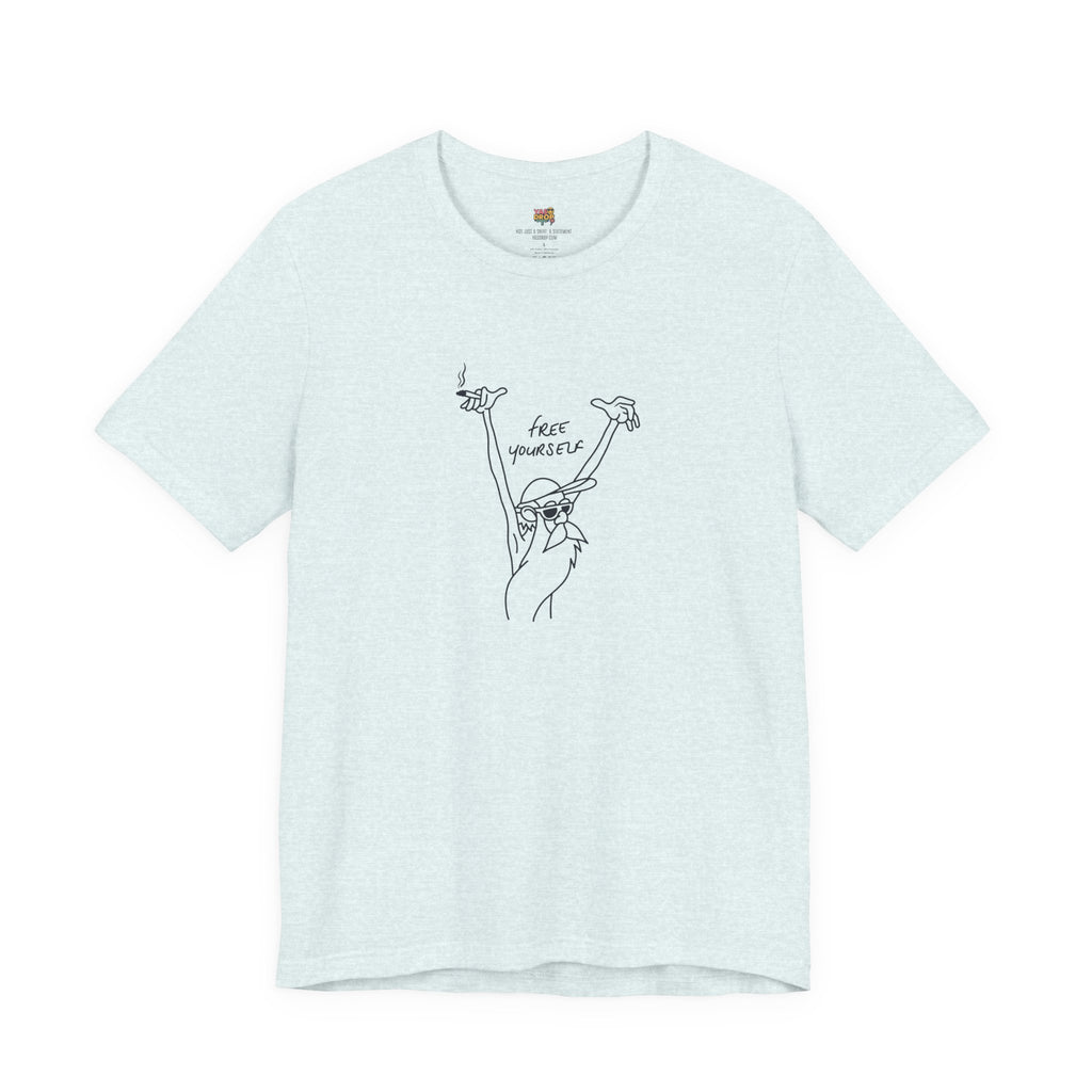 "Free Yourself" Retro Line Art Graphic Tee – Ironic Minimalist Streetwear