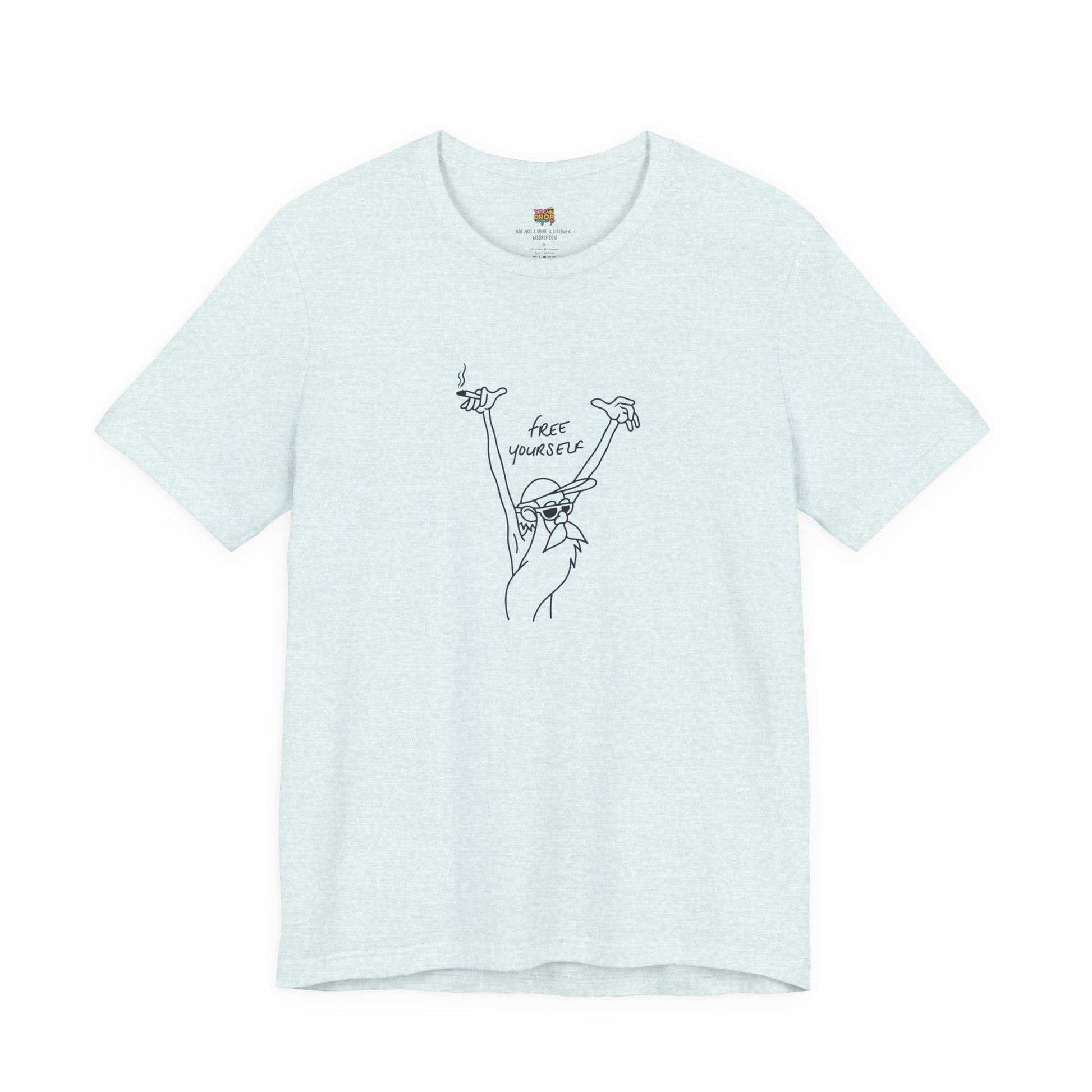 "Free Yourself" Retro Line Art Graphic Tee – Ironic Minimalist Streetwear