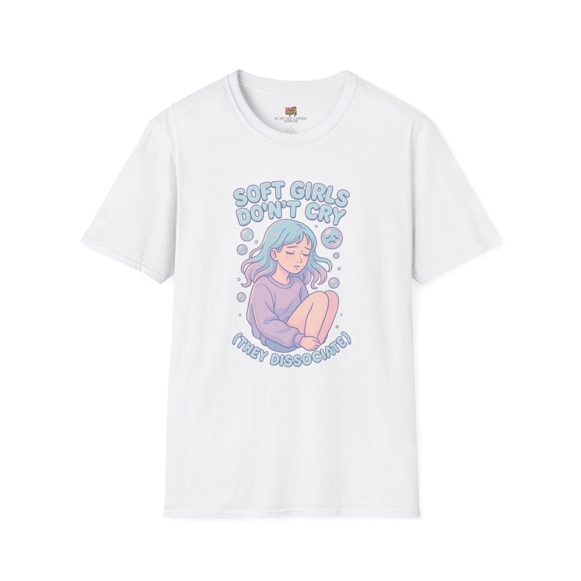 Soft Girls Don’t Cry (They Dissociate) – Pastel Sadcore Tee