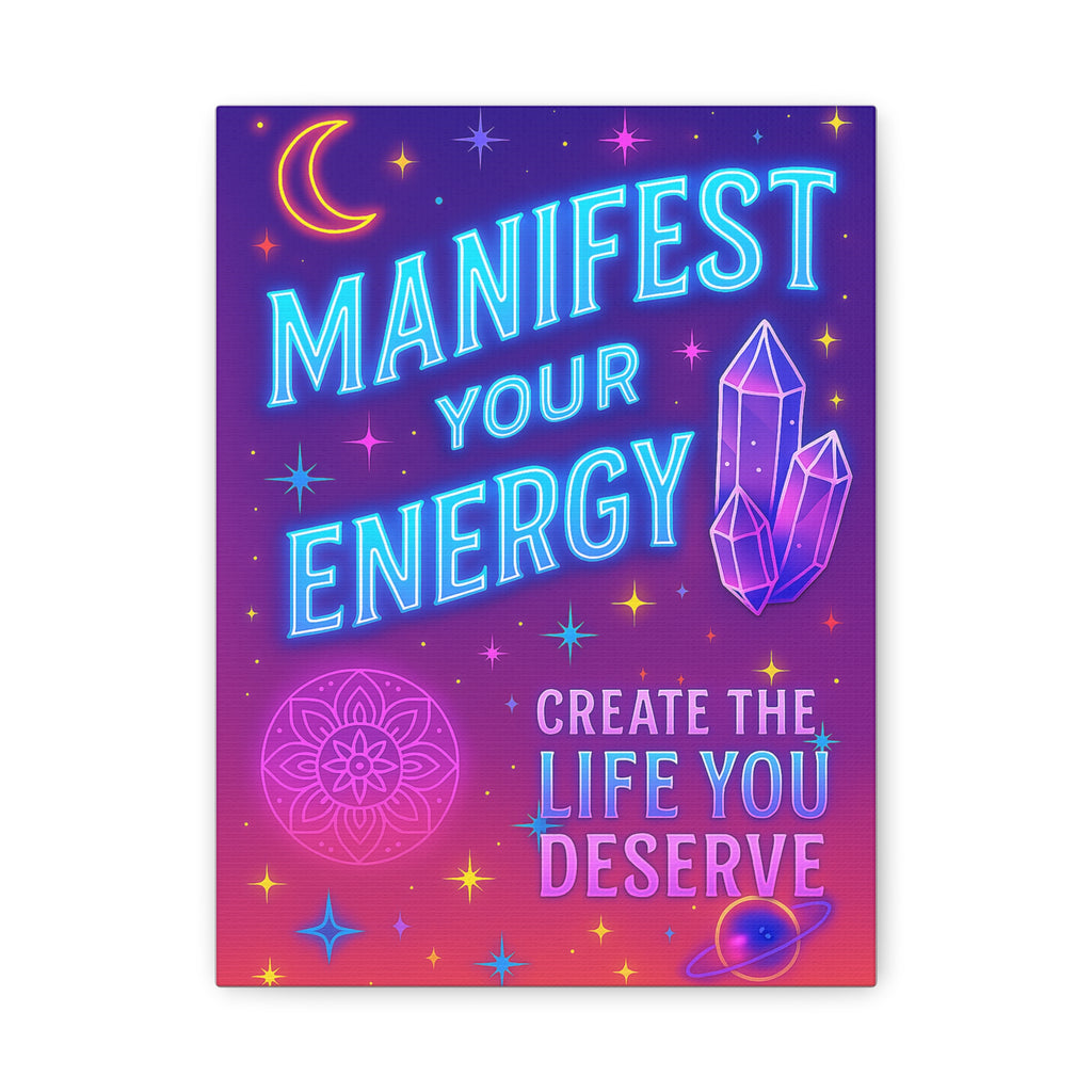 “Manifest Your Energy” Neon Vibes Poster – Spiritual & Empowering Wall Art