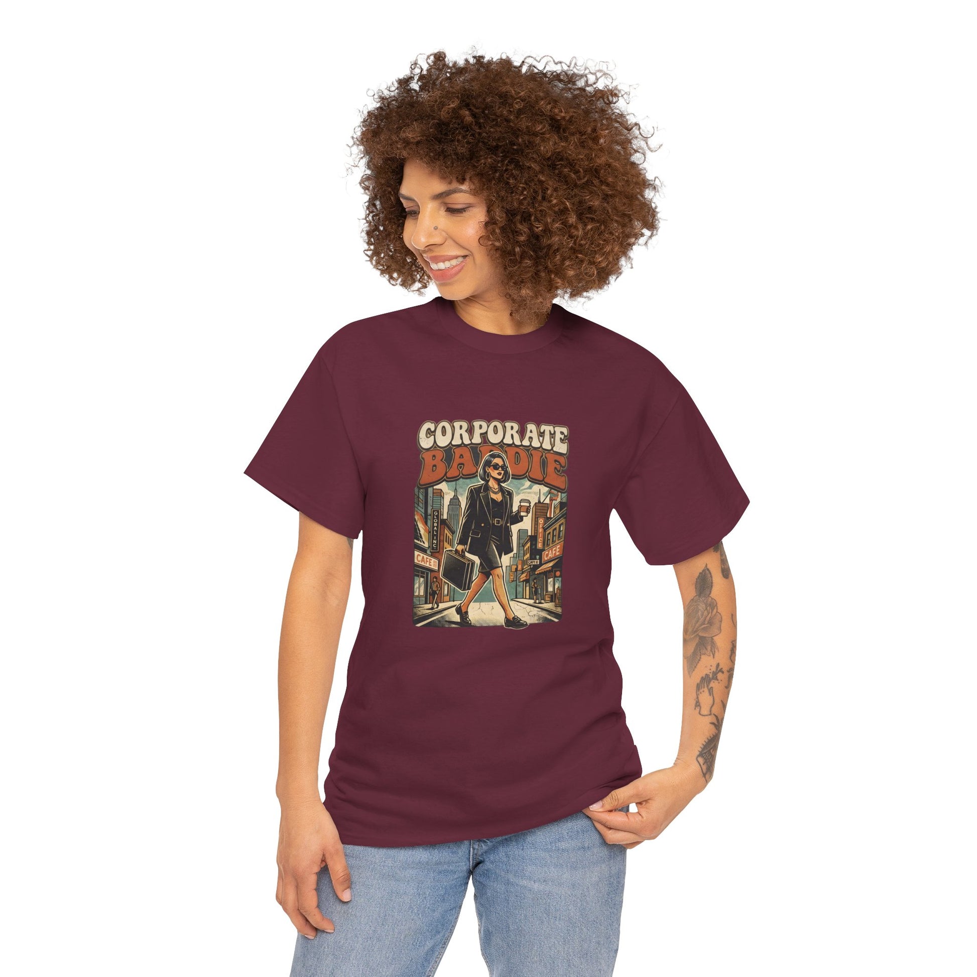 Corporate Baddie Vintage Graphic Tee - Ironic Office Aesthetic T-Shirt