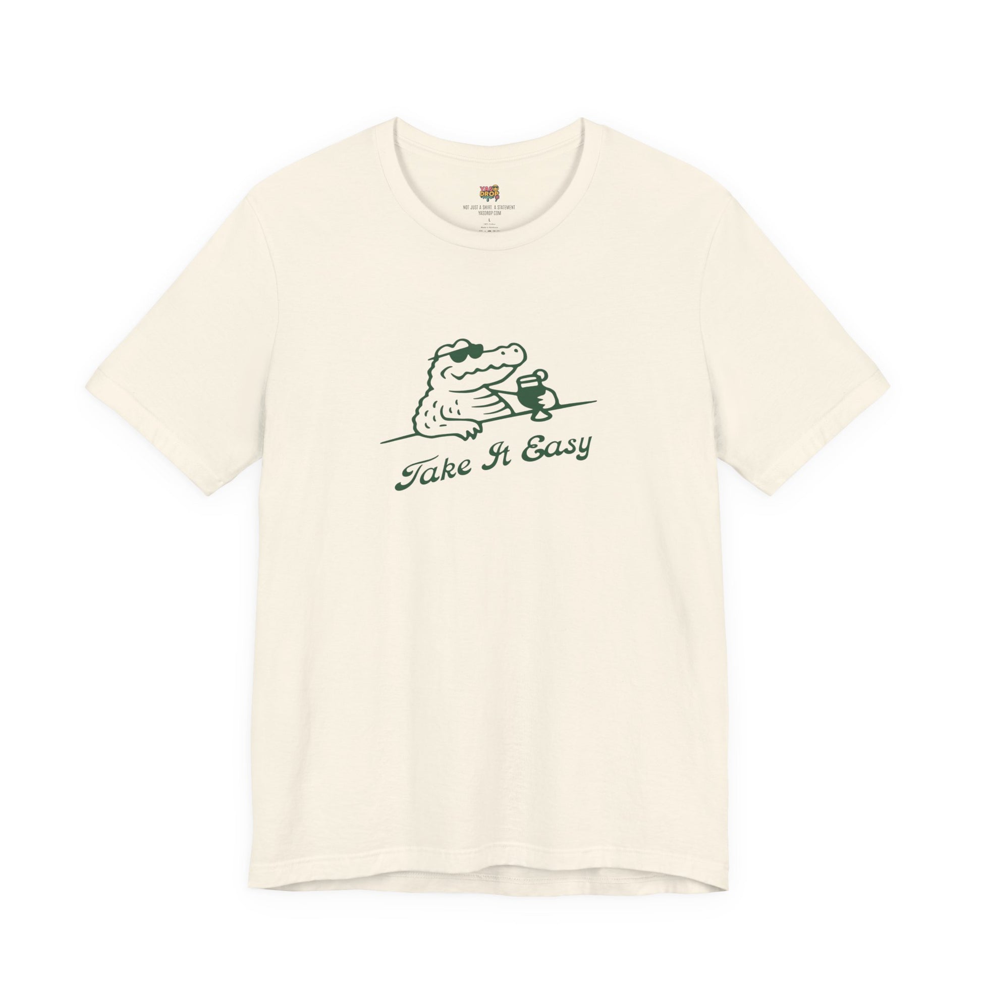 Take It Easy Crocodile Graphic Tee - Retro Aesthetic Vintage White Streetwear Shirt