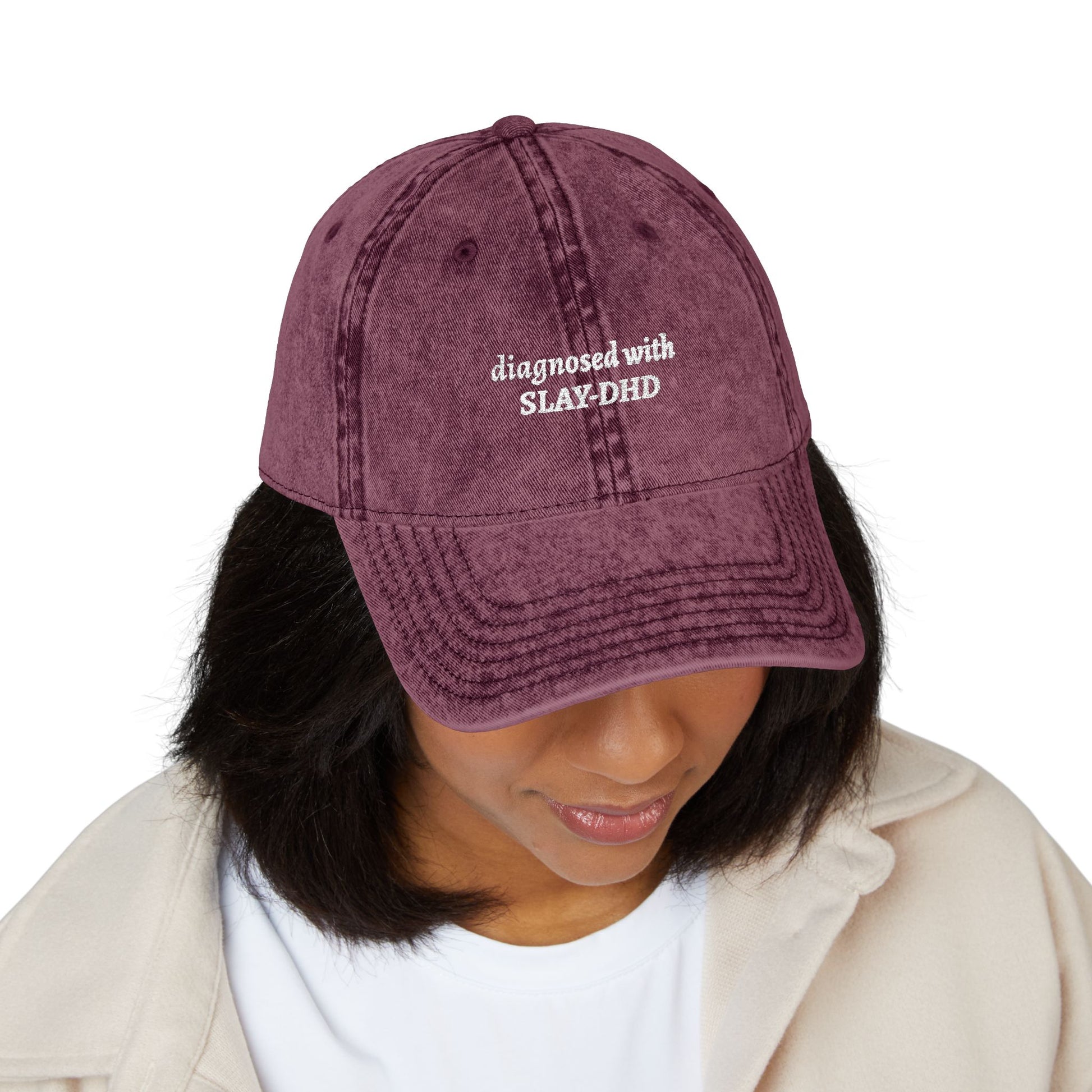 Diagnosed With SLAY-DHD Embroidered Hat | Aesthetic Vintage Unstructured Low Profile Cap