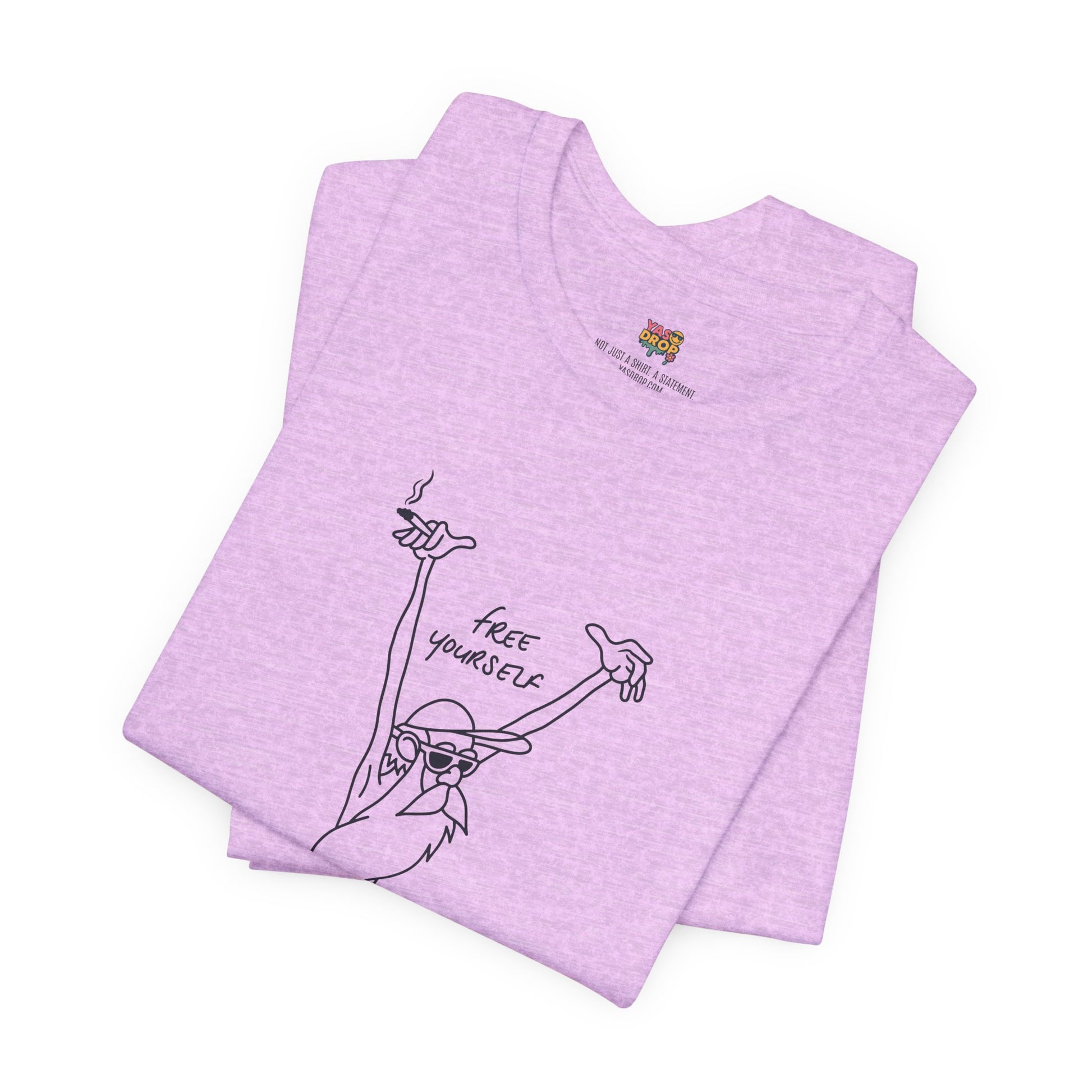 "Free Yourself" Retro Line Art Graphic Tee – Ironic Minimalist Streetwear