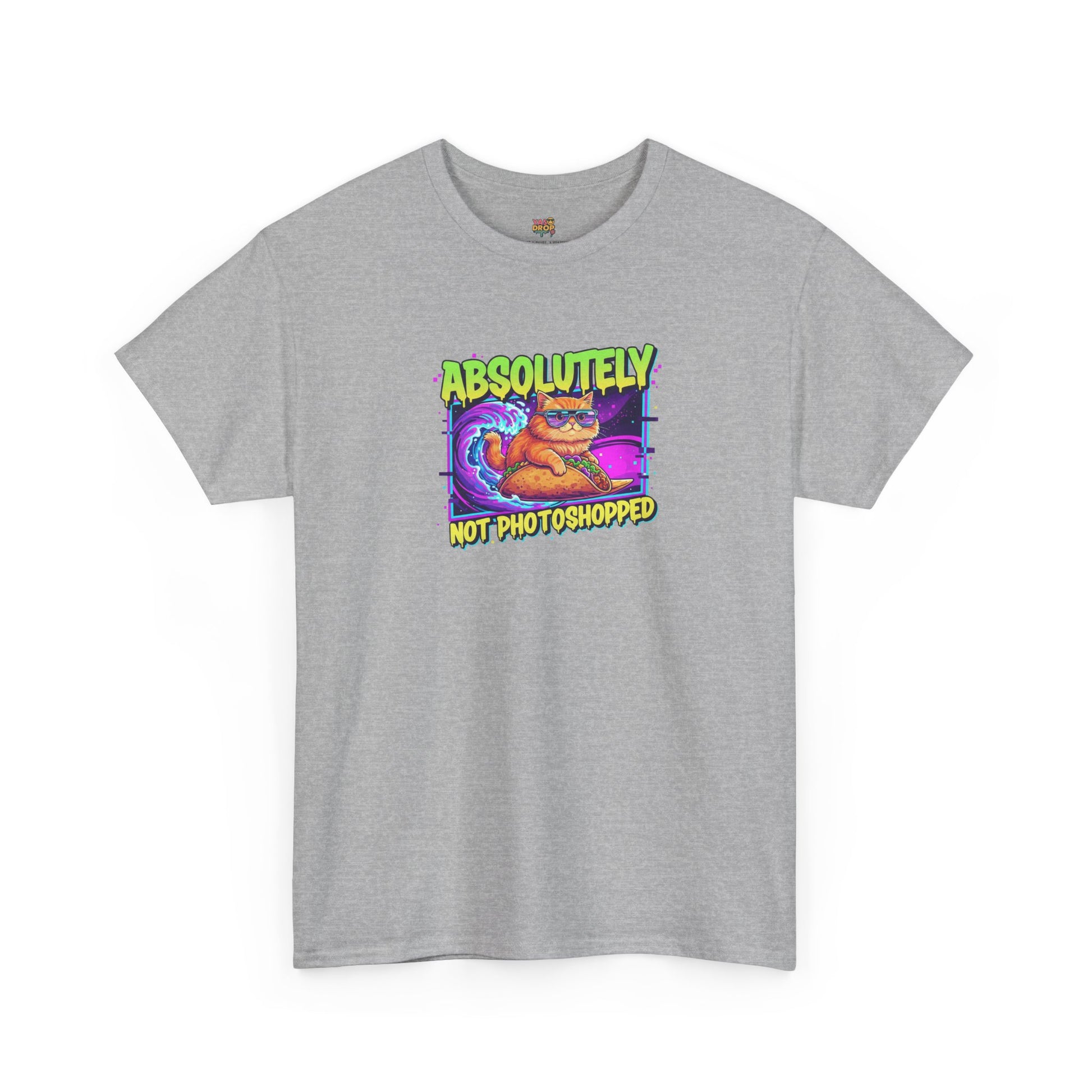 Absolutely Not Photoshopped: Neon Cat Surfing Taco Tee