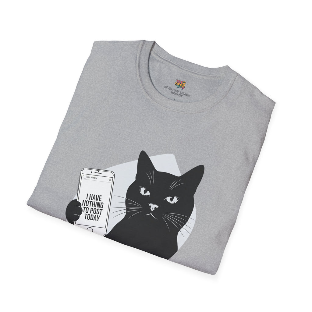 Social Media Struggles Cat T-Shirt | "I Have Nothing to Post Today" Tee