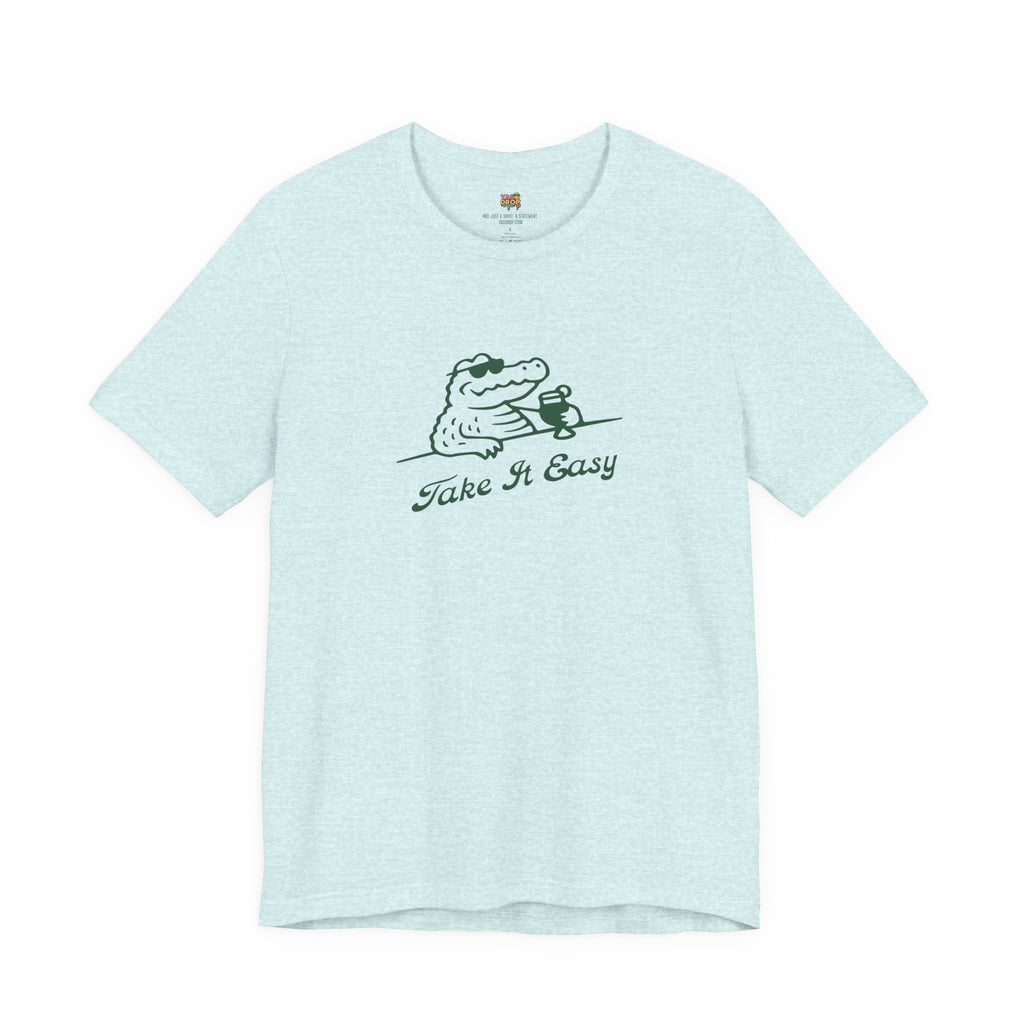 Take It Easy Crocodile Graphic Tee - Retro Aesthetic Vintage White Streetwear Shirt
