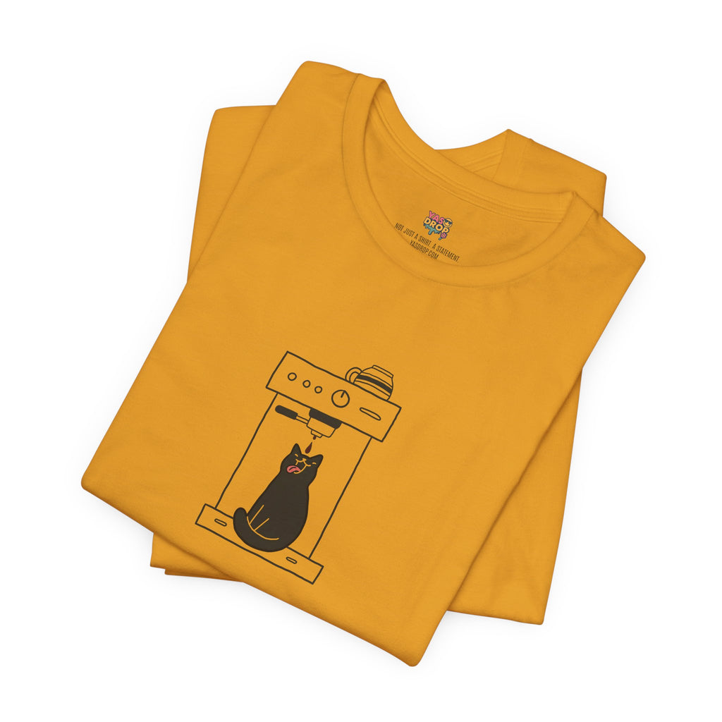 Espresso Cat Graphic Tee – Ironic Minimalist Coffee Streetwear