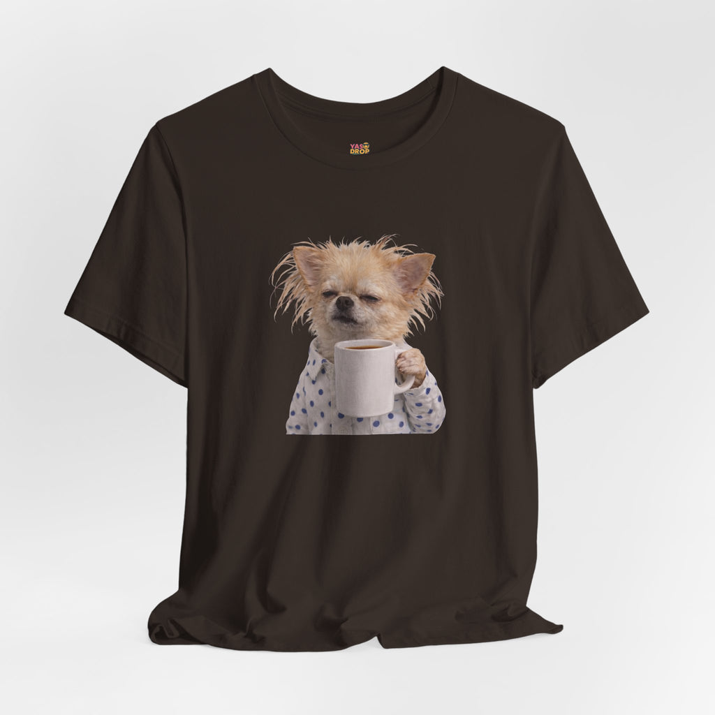 Morning Mood Tired Chihuahua Coffee Graphic T-Shirt