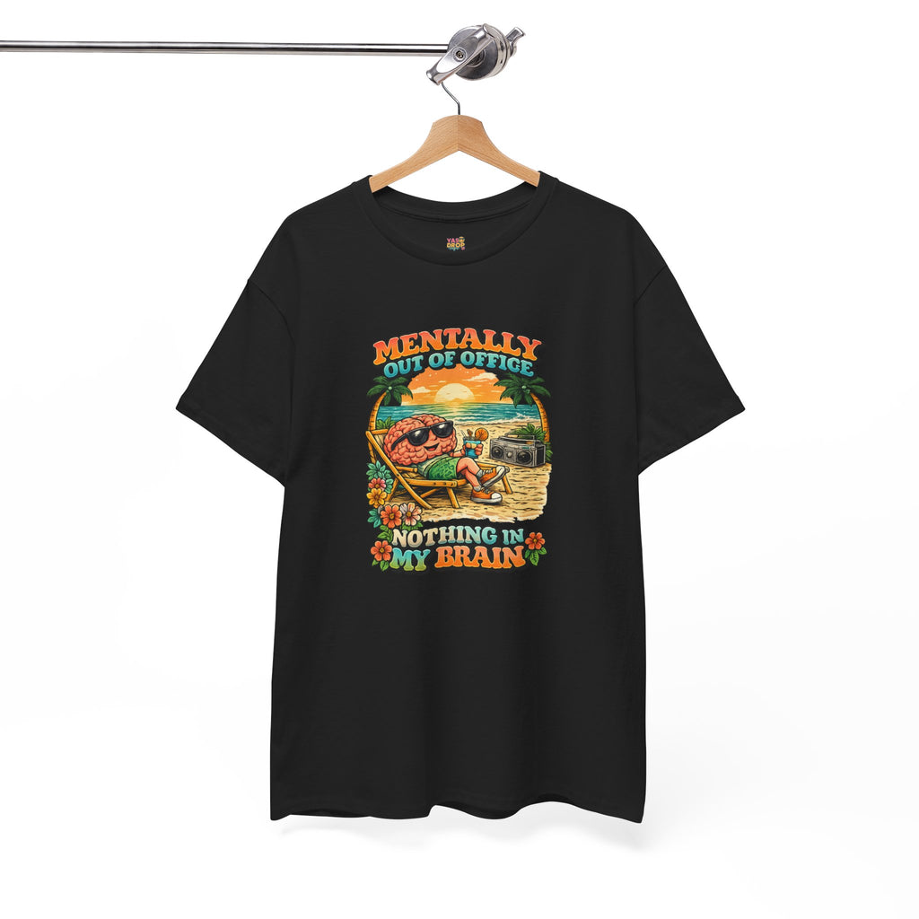 "Mentally Out of Office" Retro Brain Graphic Tee - Sarcastic Vacation T-Shirt