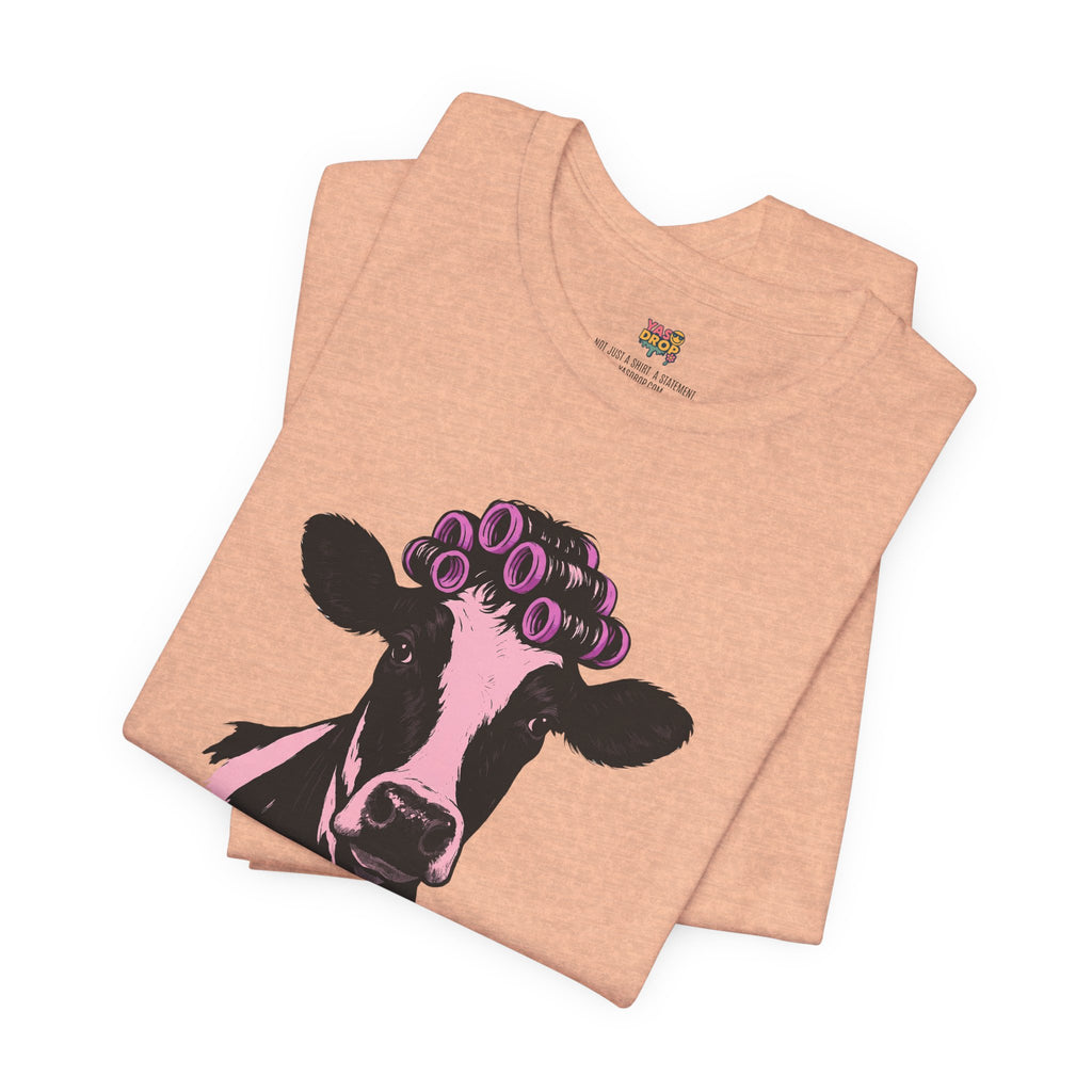 "In My Lane" Cow in Rollers Graphic Tee – Aesthetic Ironic Minimalist Streetwear