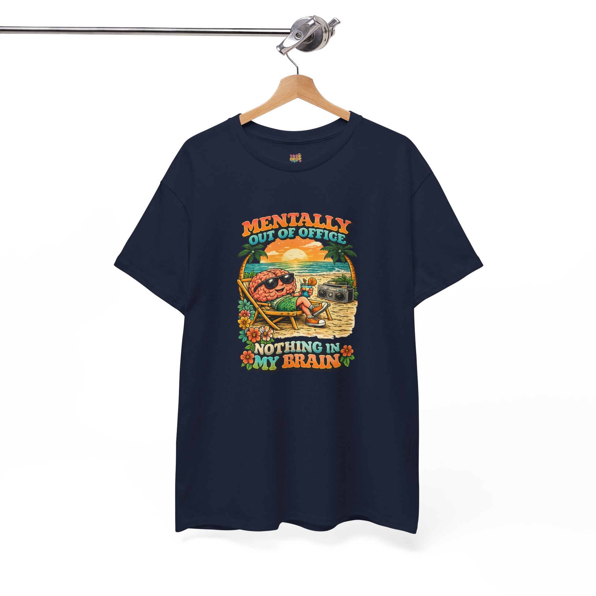 "Mentally Out of Office" Retro Brain Graphic Tee - Sarcastic Vacation T-Shirt