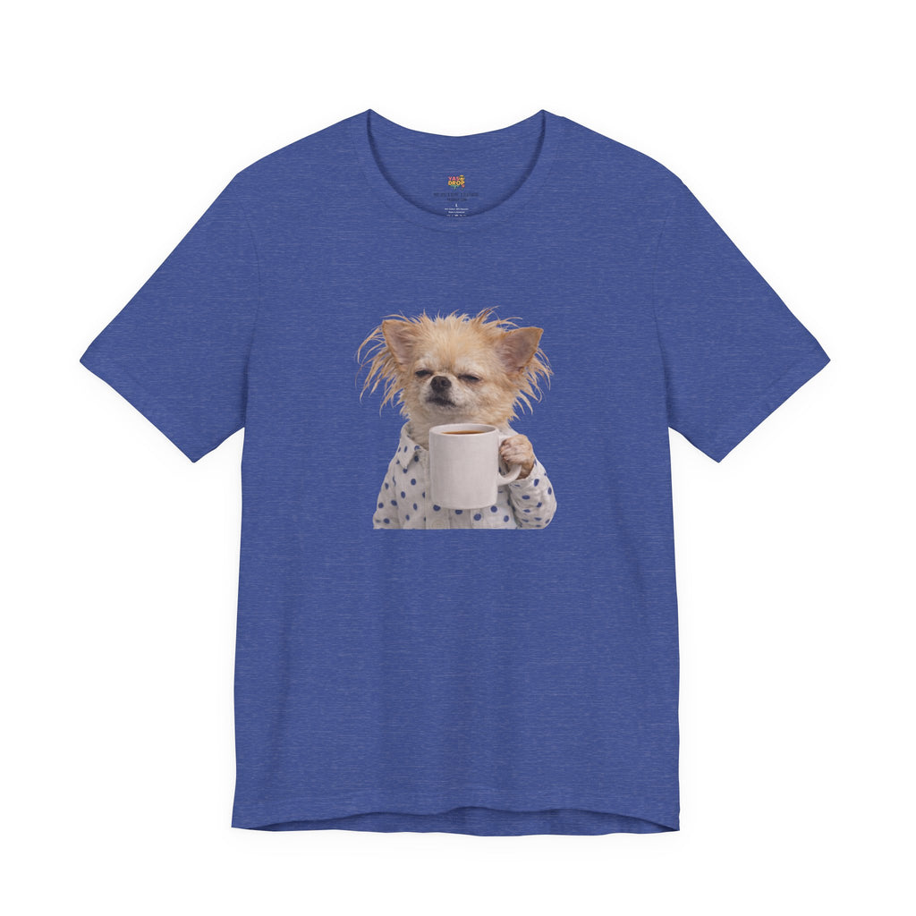 Morning Mood Tired Chihuahua Coffee Graphic T-Shirt