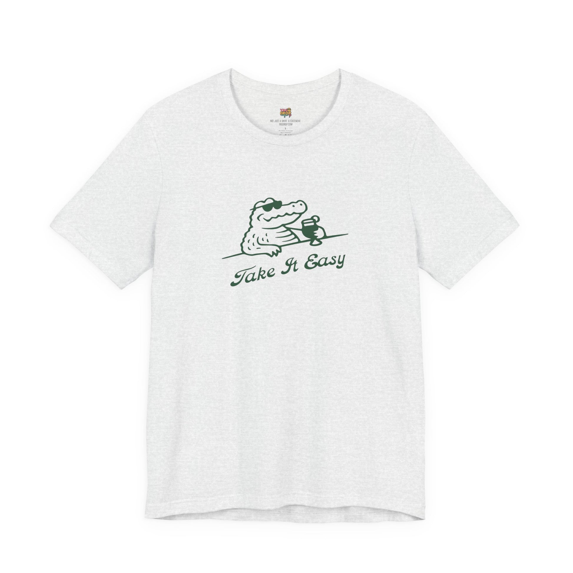 Take It Easy Crocodile Graphic Tee - Retro Aesthetic Vintage White Streetwear Shirt