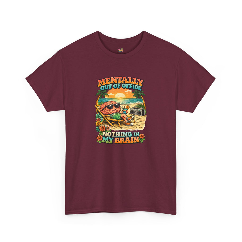 "Mentally Out of Office" Retro Brain Graphic Tee - Sarcastic Vacation T-Shirt