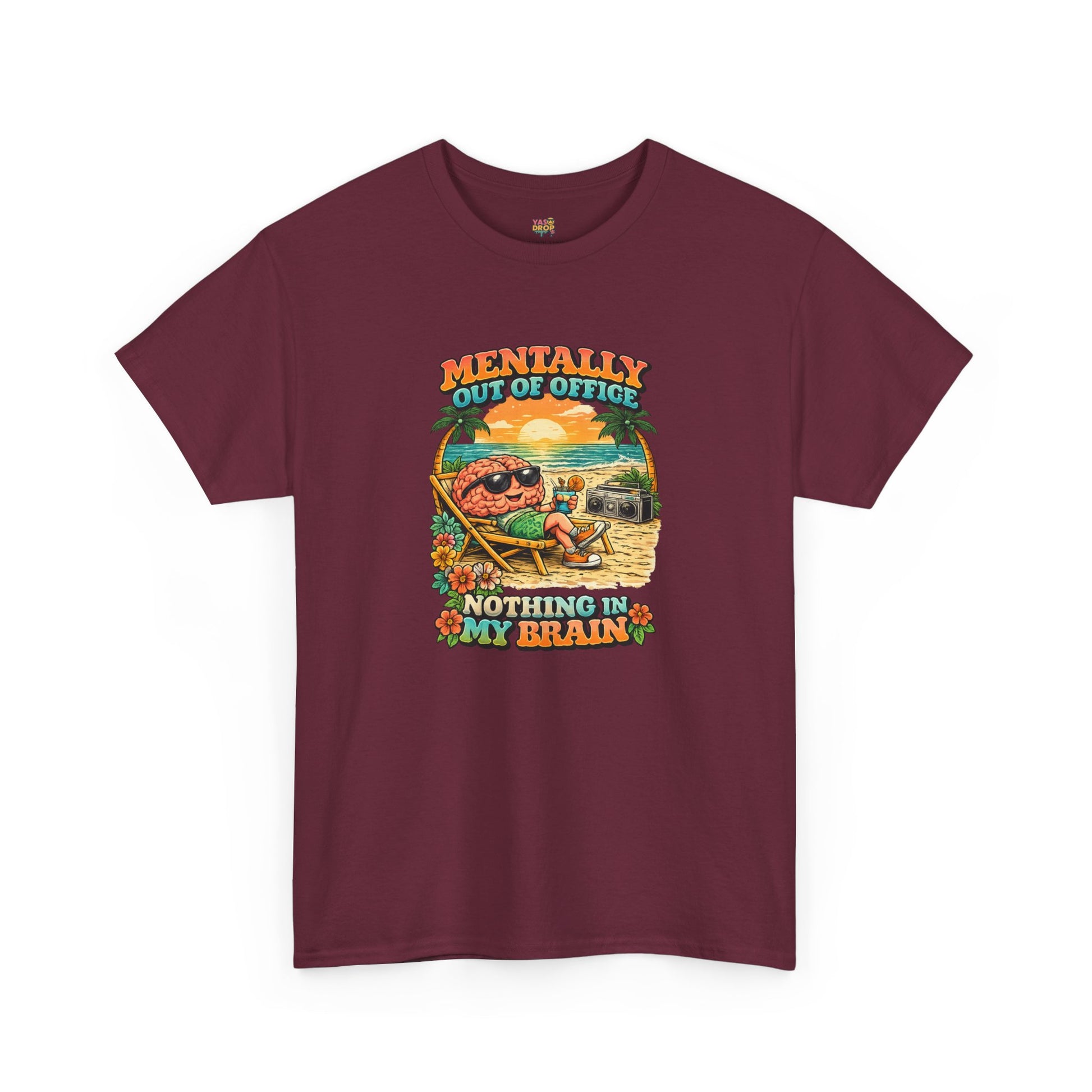 "Mentally Out of Office" Retro Brain Graphic Tee - Sarcastic Vacation T-Shirt