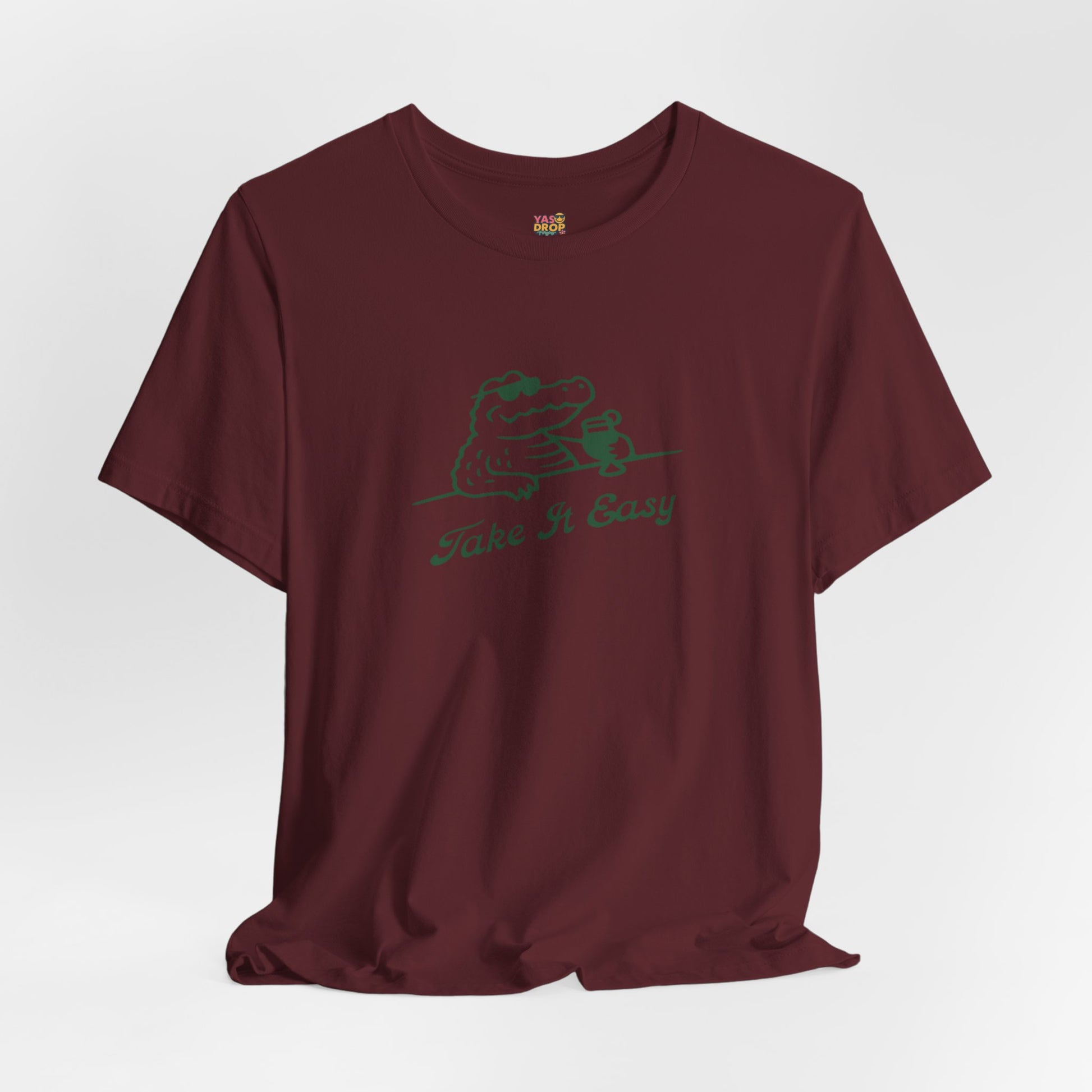 Take It Easy Crocodile Graphic Tee - Retro Aesthetic Vintage White Streetwear Shirt