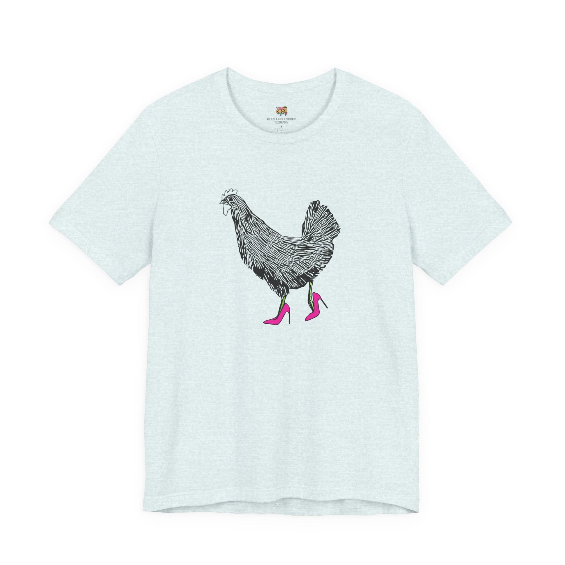 "Serving Looks" Chicken in Heels Graphic Tee – Ironic Minimalist Streetwear