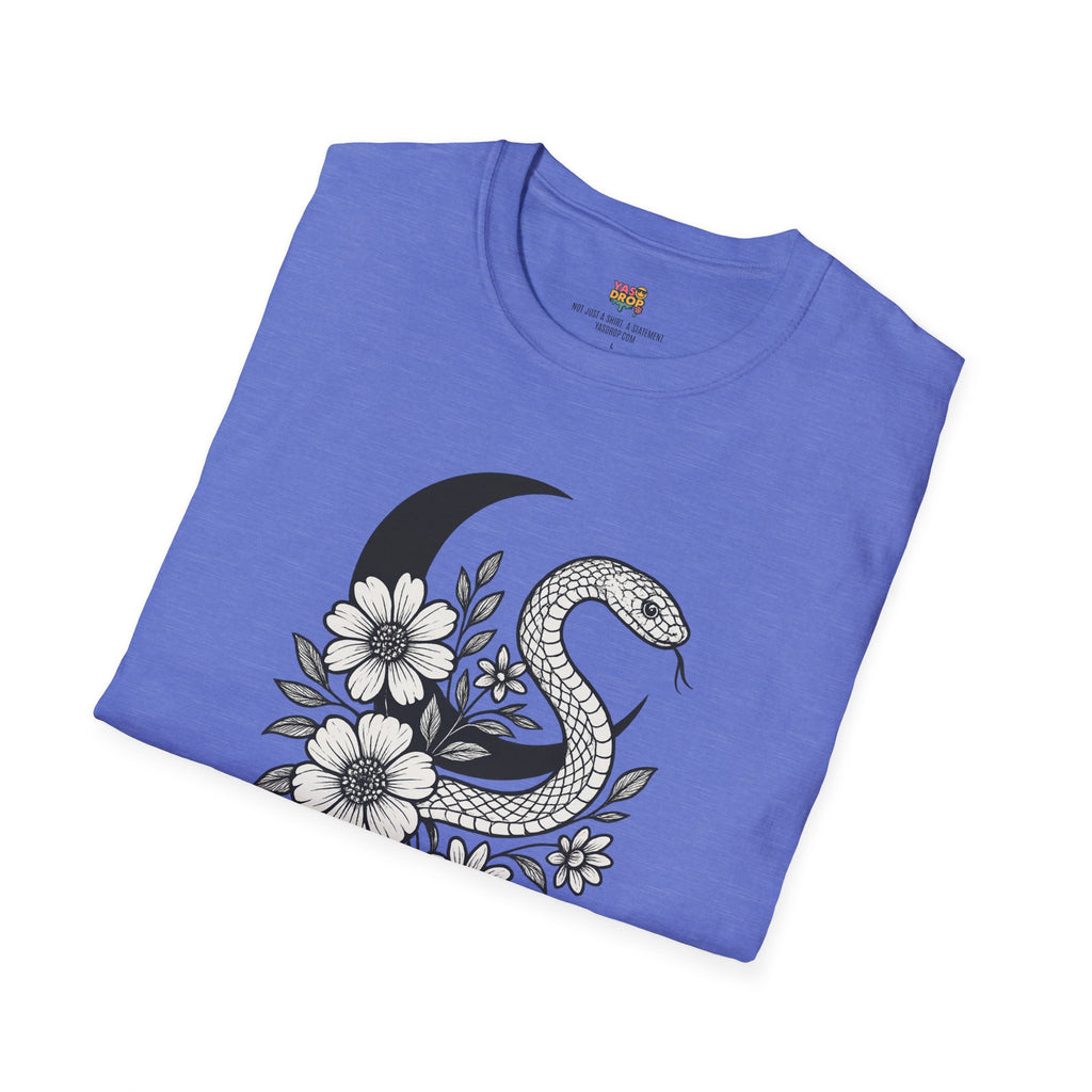 Botanic Serpent T-Shirt – Dark Floral Snake Graphic for Moonchild Energy