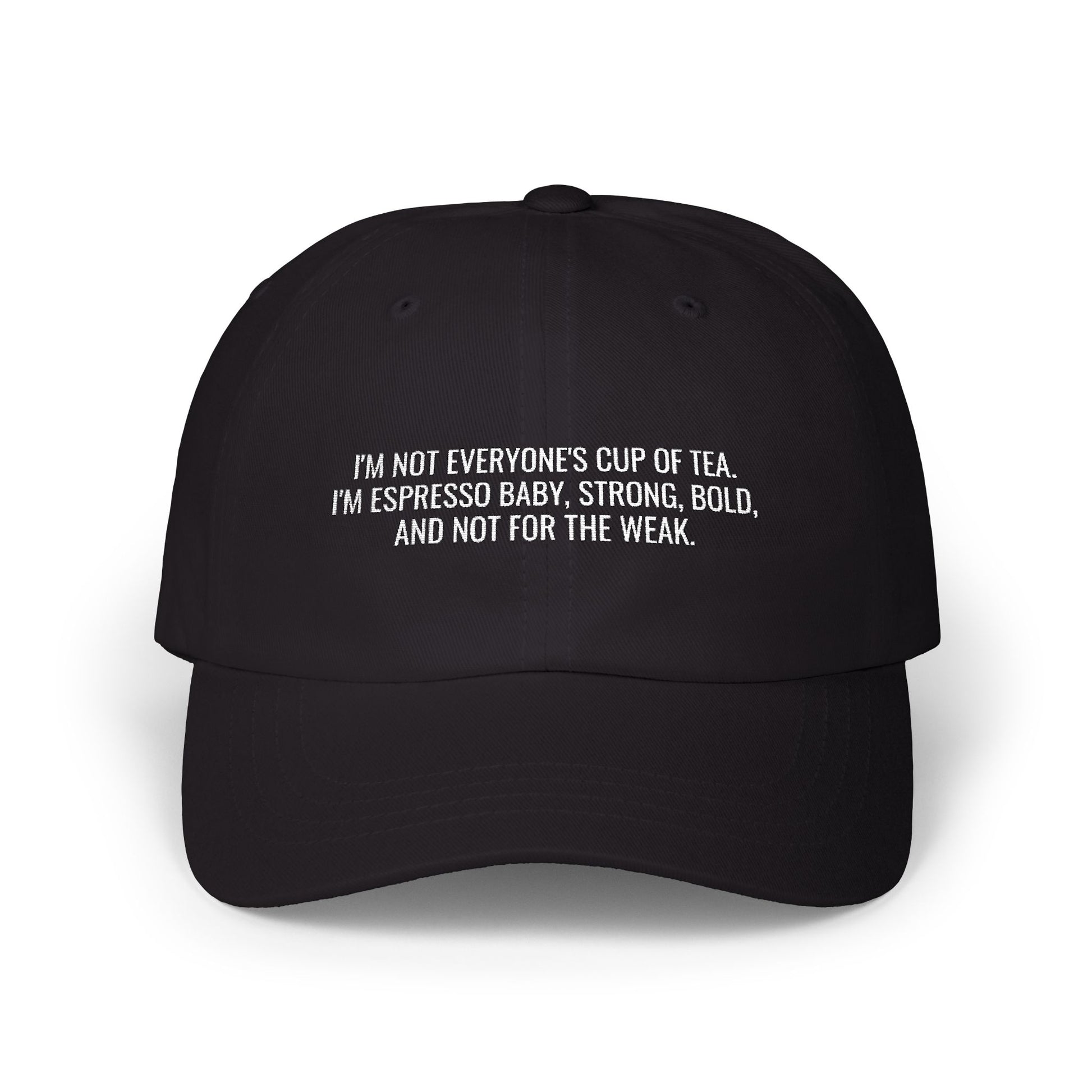 Premium Quality I’m Espresso Baby Statement Dad Hat - Ironic Minimalist Black Cap