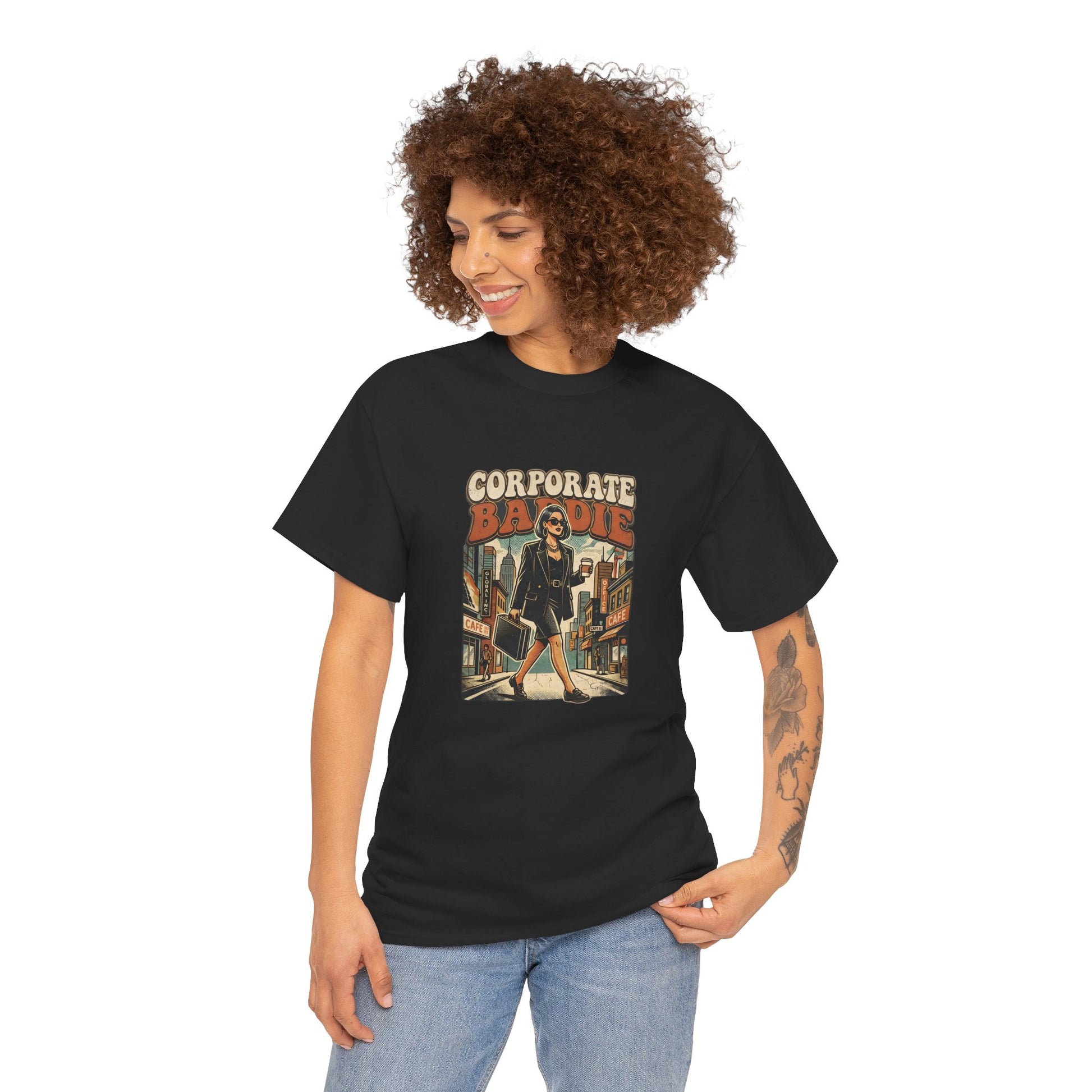 Corporate Baddie Vintage Graphic Tee - Ironic Office Aesthetic T-Shirt