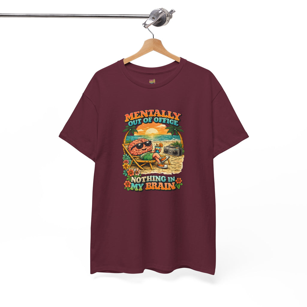 "Mentally Out of Office" Retro Brain Graphic Tee - Sarcastic Vacation T-Shirt
