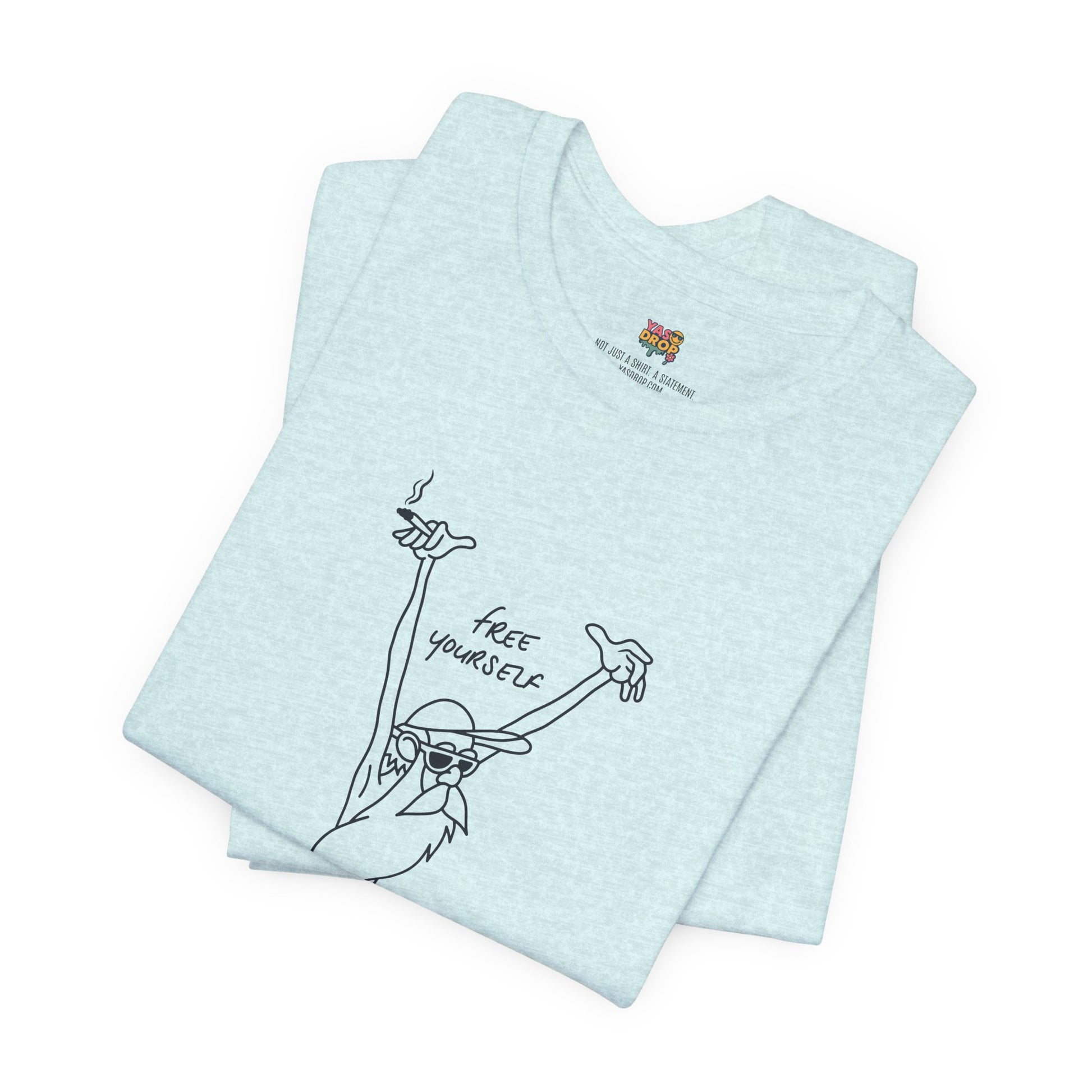 "Free Yourself" Retro Line Art Graphic Tee – Ironic Minimalist Streetwear
