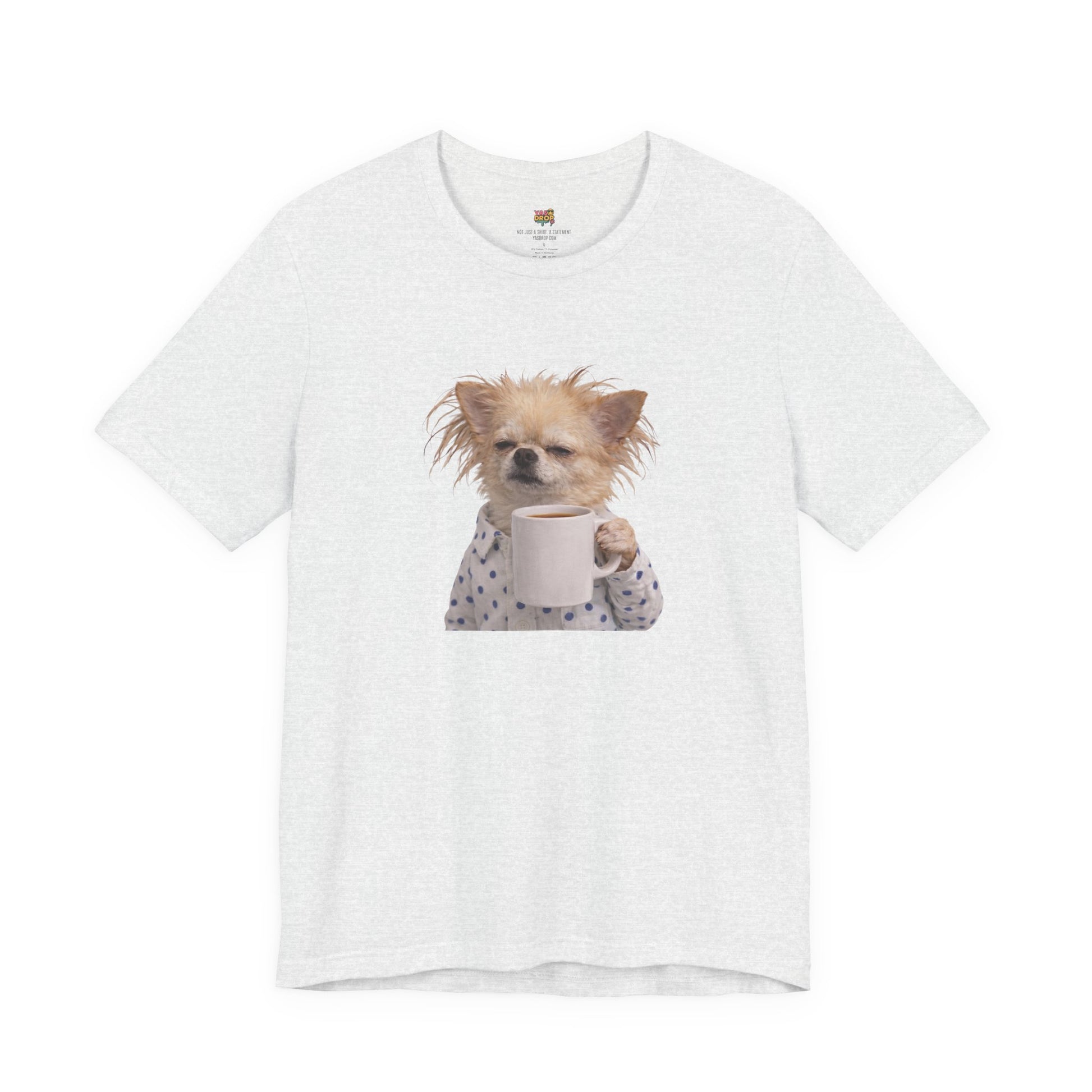 Morning Mood Tired Chihuahua Coffee Graphic T-Shirt