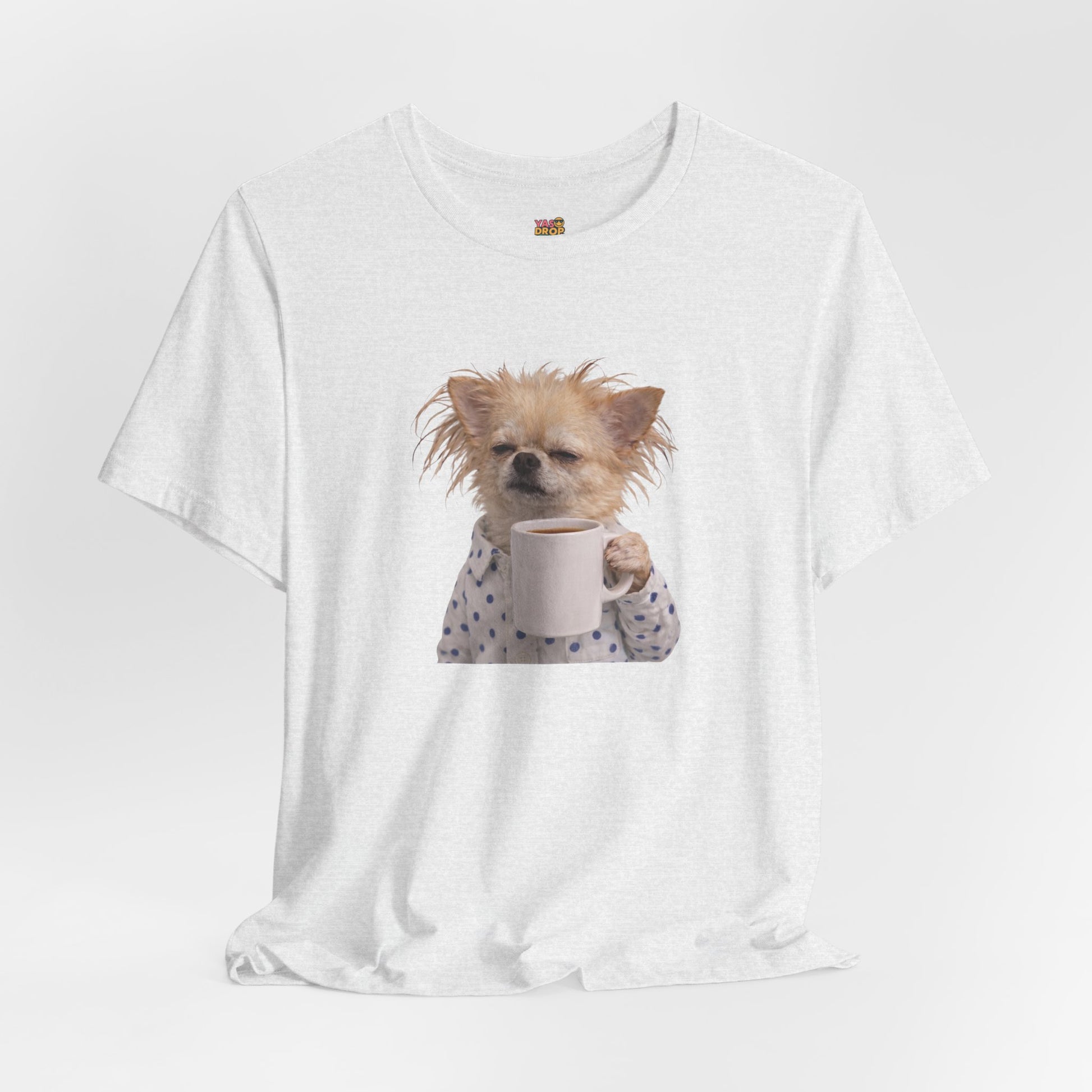 Morning Mood Tired Chihuahua Coffee Graphic T-Shirt