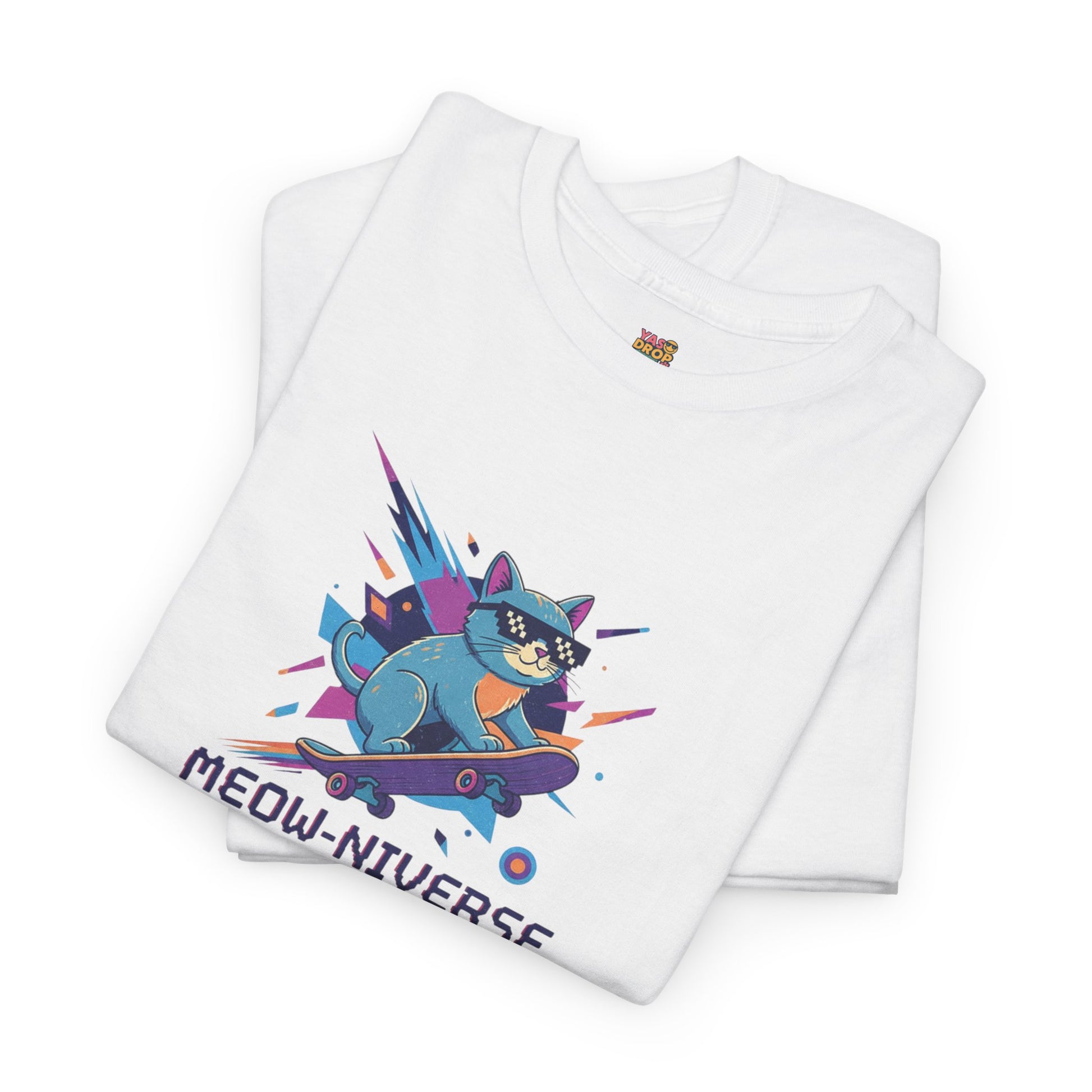 MEOW-NIVERSE EXPLORER: Retro Cyber Cat Skater Tee