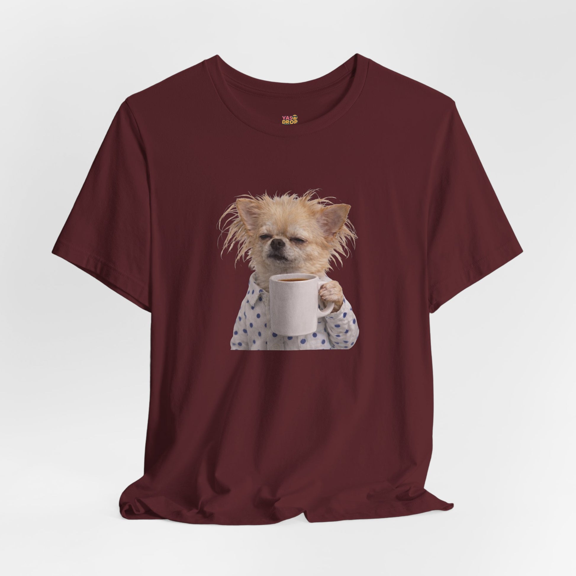 Morning Mood Tired Chihuahua Coffee Graphic T-Shirt