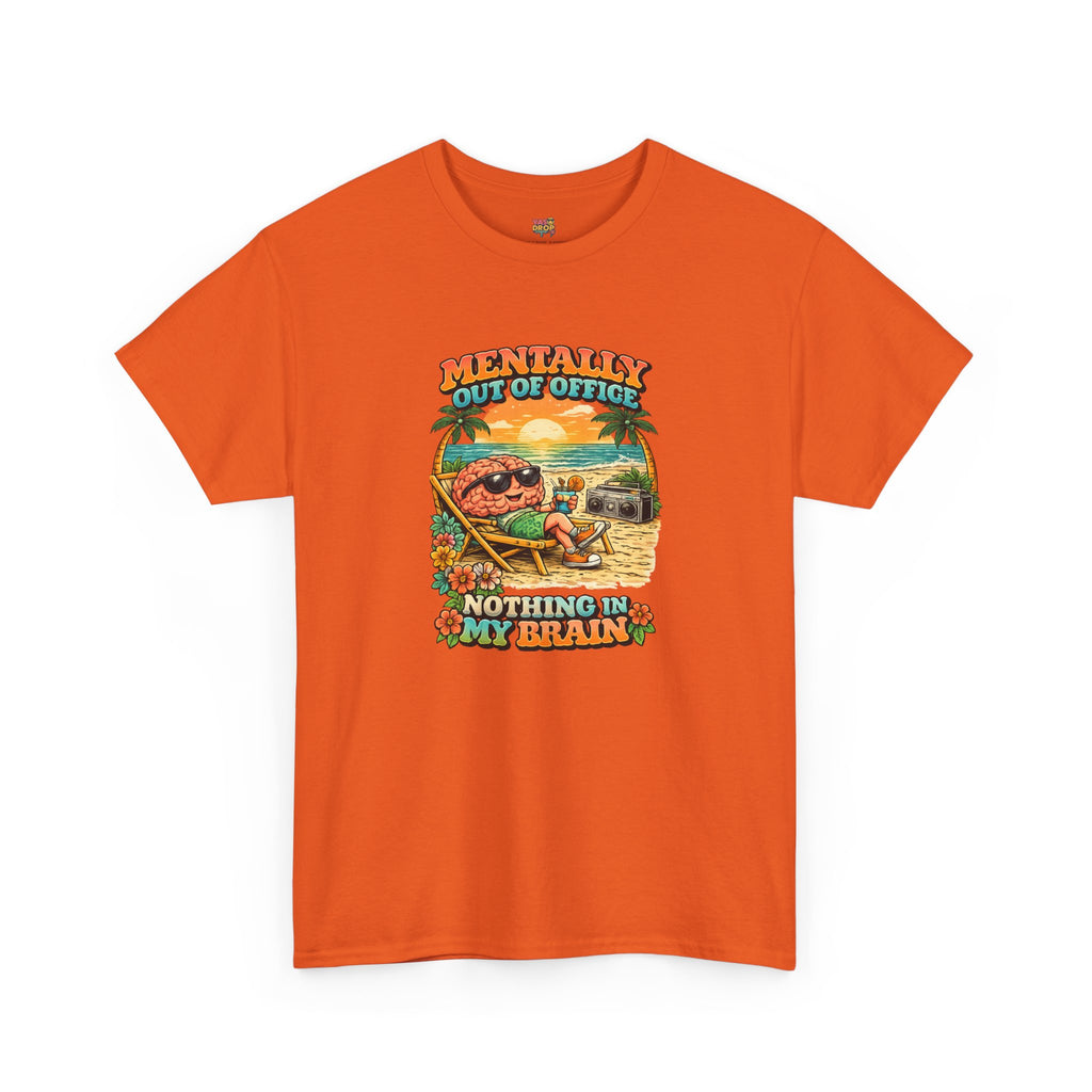 "Mentally Out of Office" Retro Brain Graphic Tee - Sarcastic Vacation T-Shirt