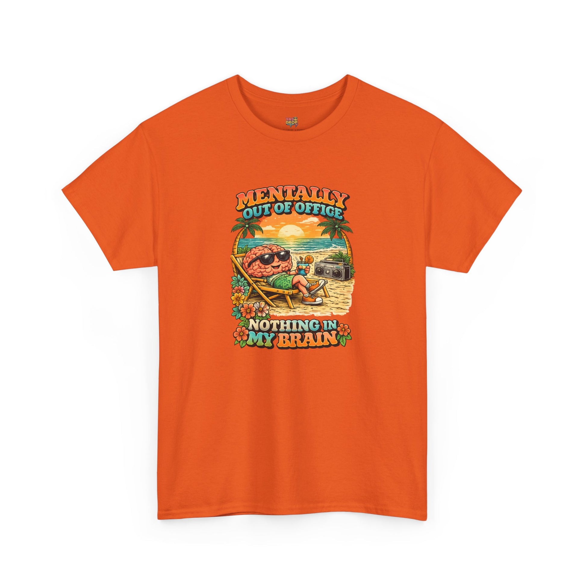 "Mentally Out of Office" Retro Brain Graphic Tee - Sarcastic Vacation T-Shirt