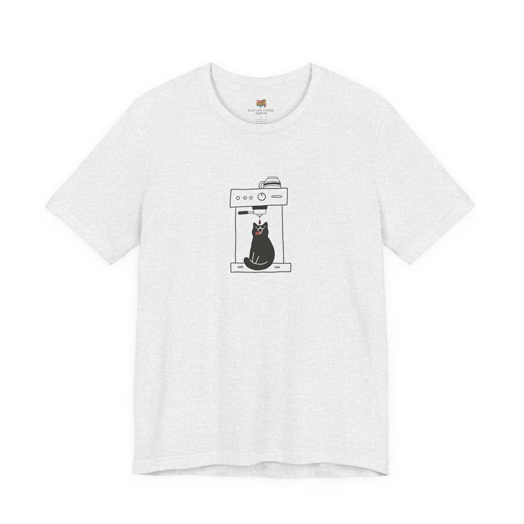 Espresso Cat Graphic Tee – Ironic Minimalist Coffee Streetwear