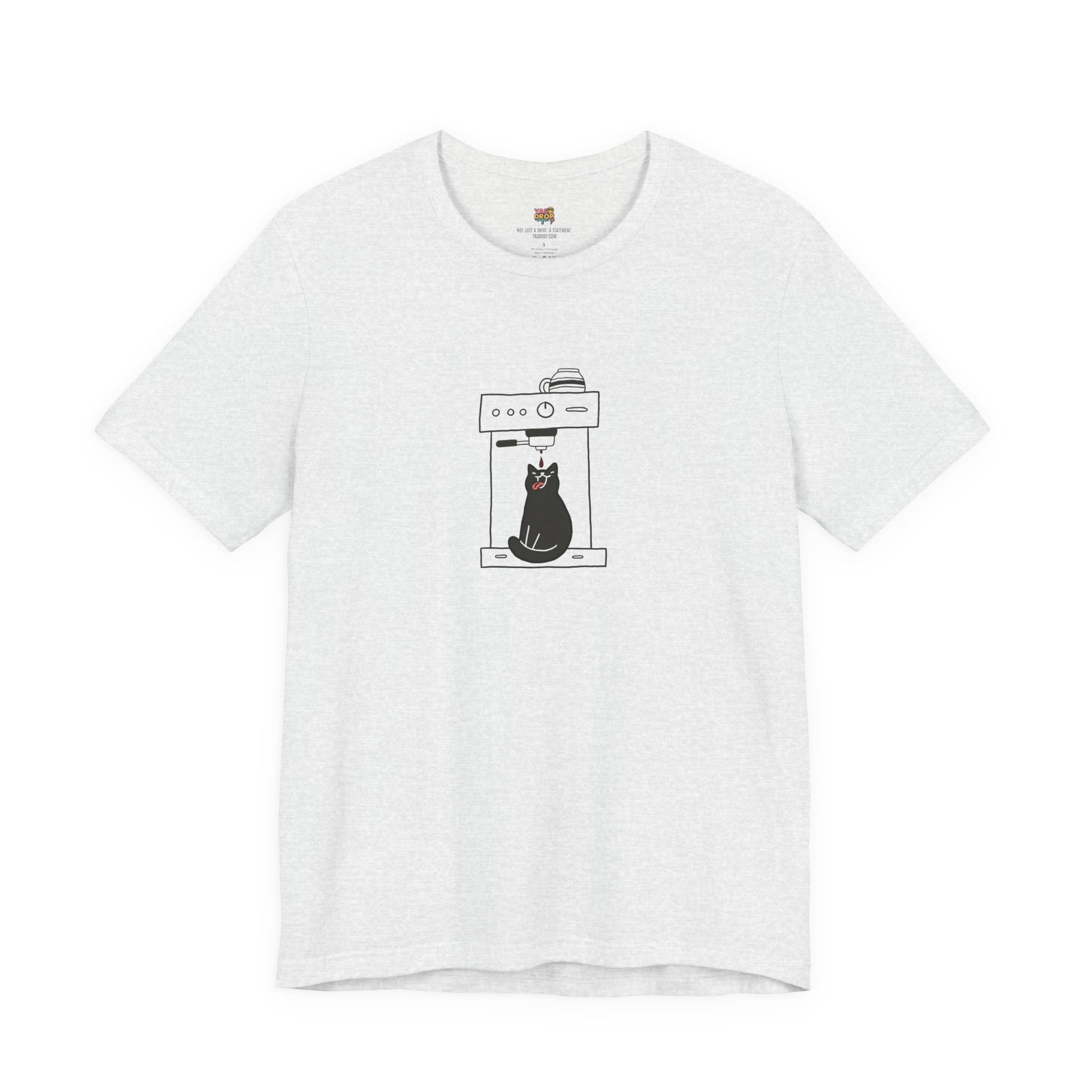 Espresso Cat Graphic Tee – Ironic Minimalist Coffee Streetwear