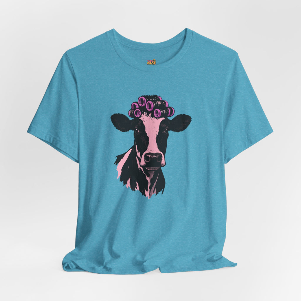 "In My Lane" Cow in Rollers Graphic Tee – Aesthetic Ironic Minimalist Streetwear