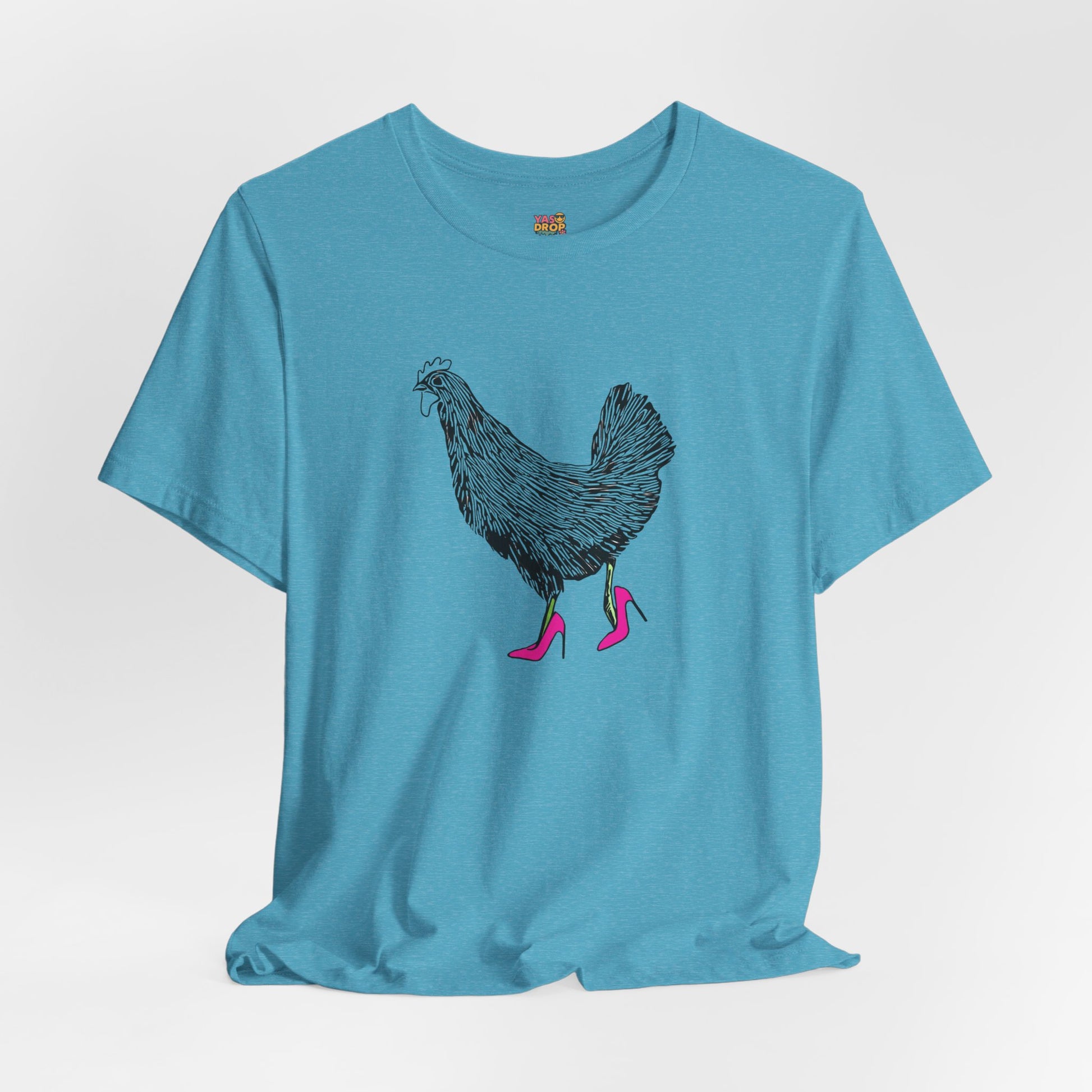 "Serving Looks" Chicken in Heels Graphic Tee – Ironic Minimalist Streetwear